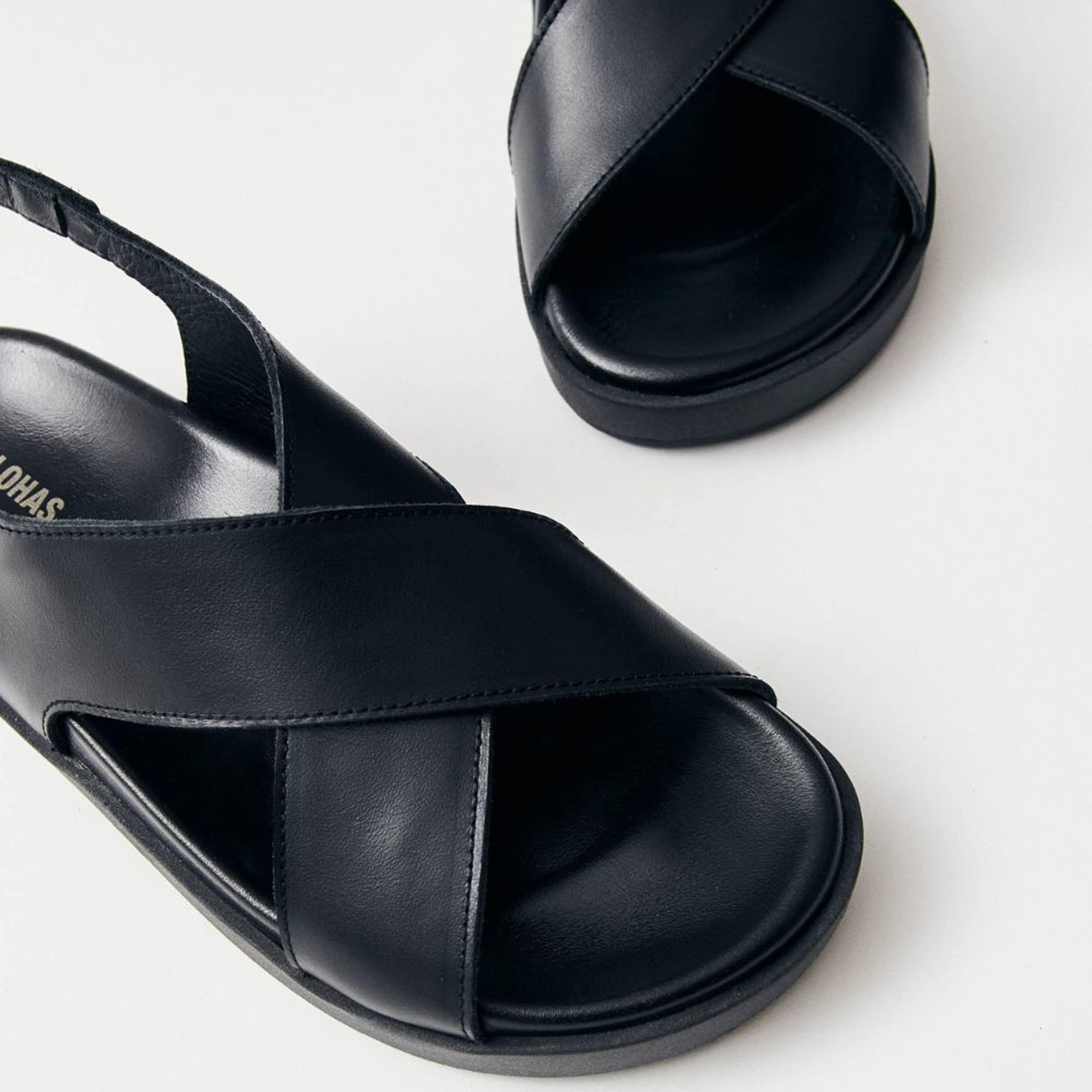 Nico Black Leather Sandals