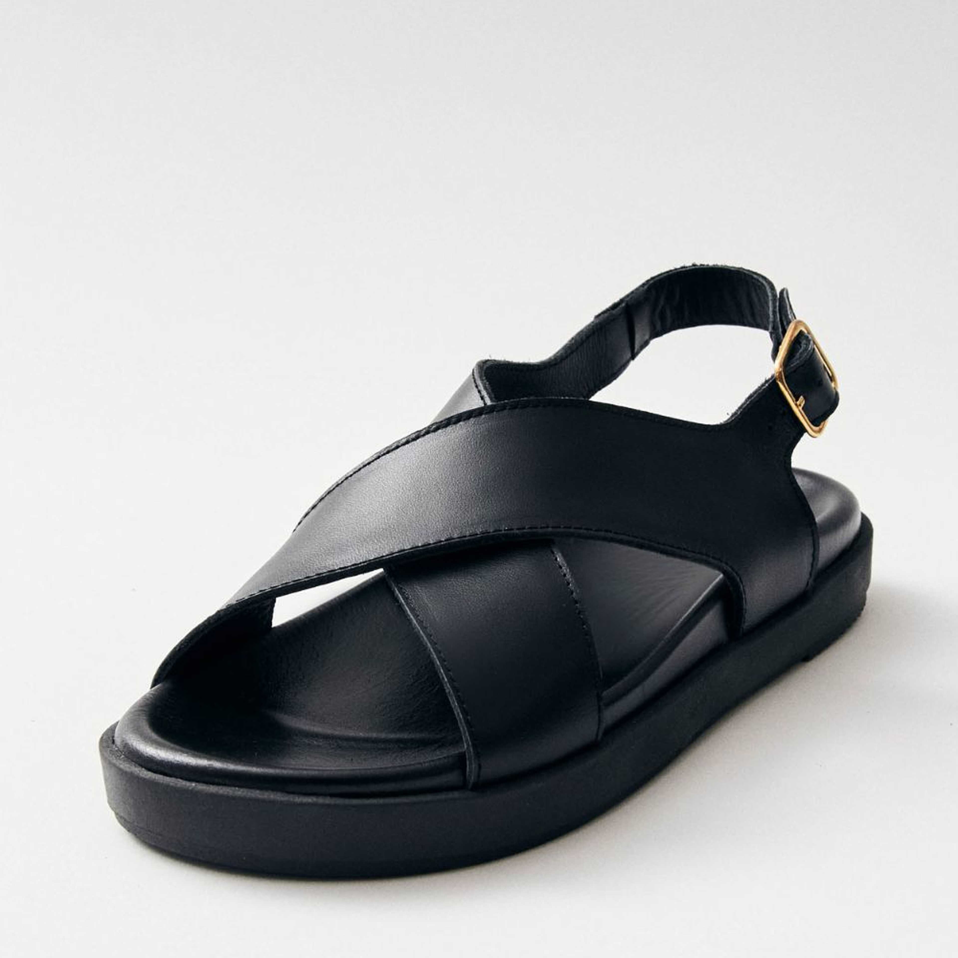 Nico Black Leather Sandals
