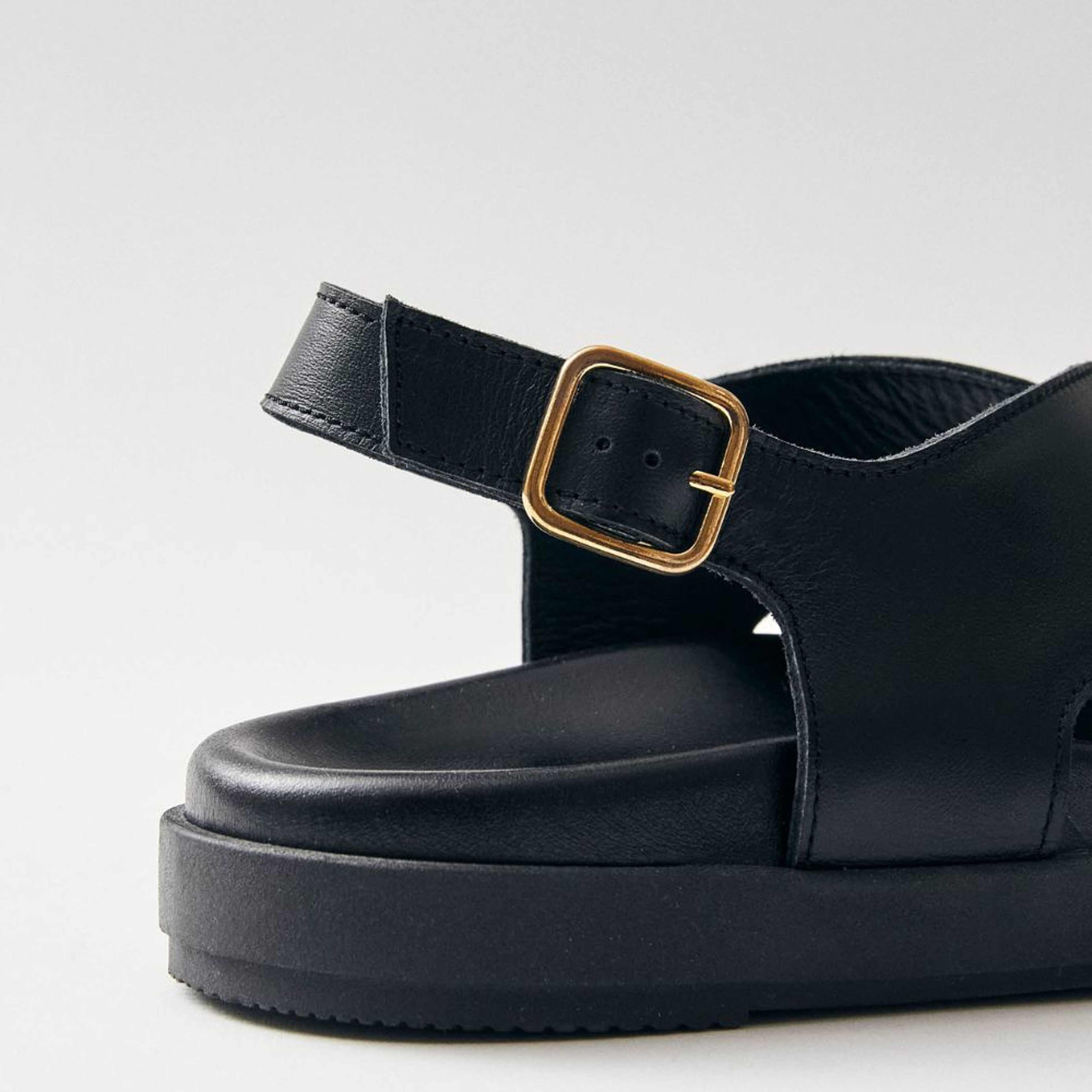 Nico Black Leather Sandals