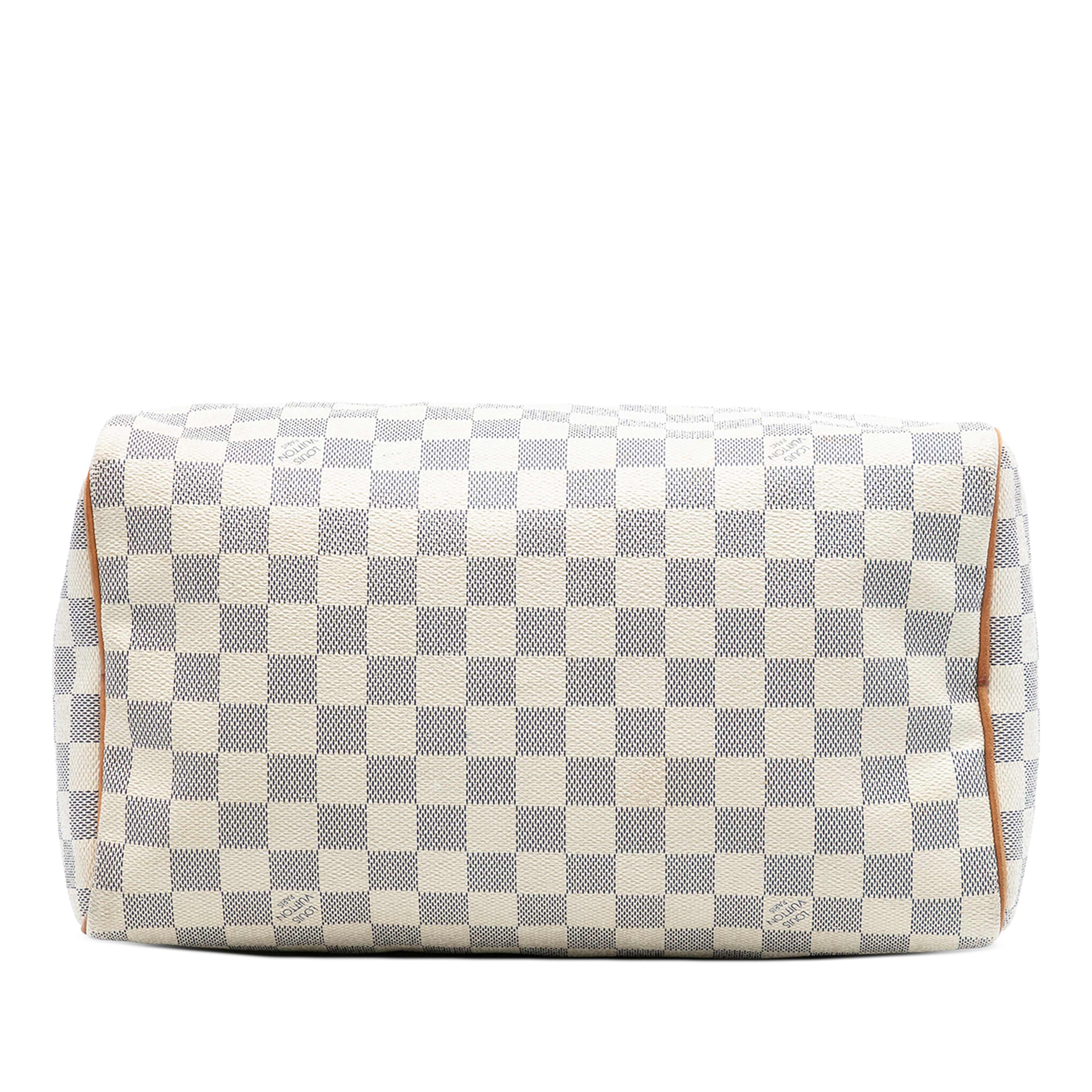 Louis Vuitton Damier Azur Speedy 30, från Luxclusif, i färgen white. Klicka för att öppna bilden i stort format