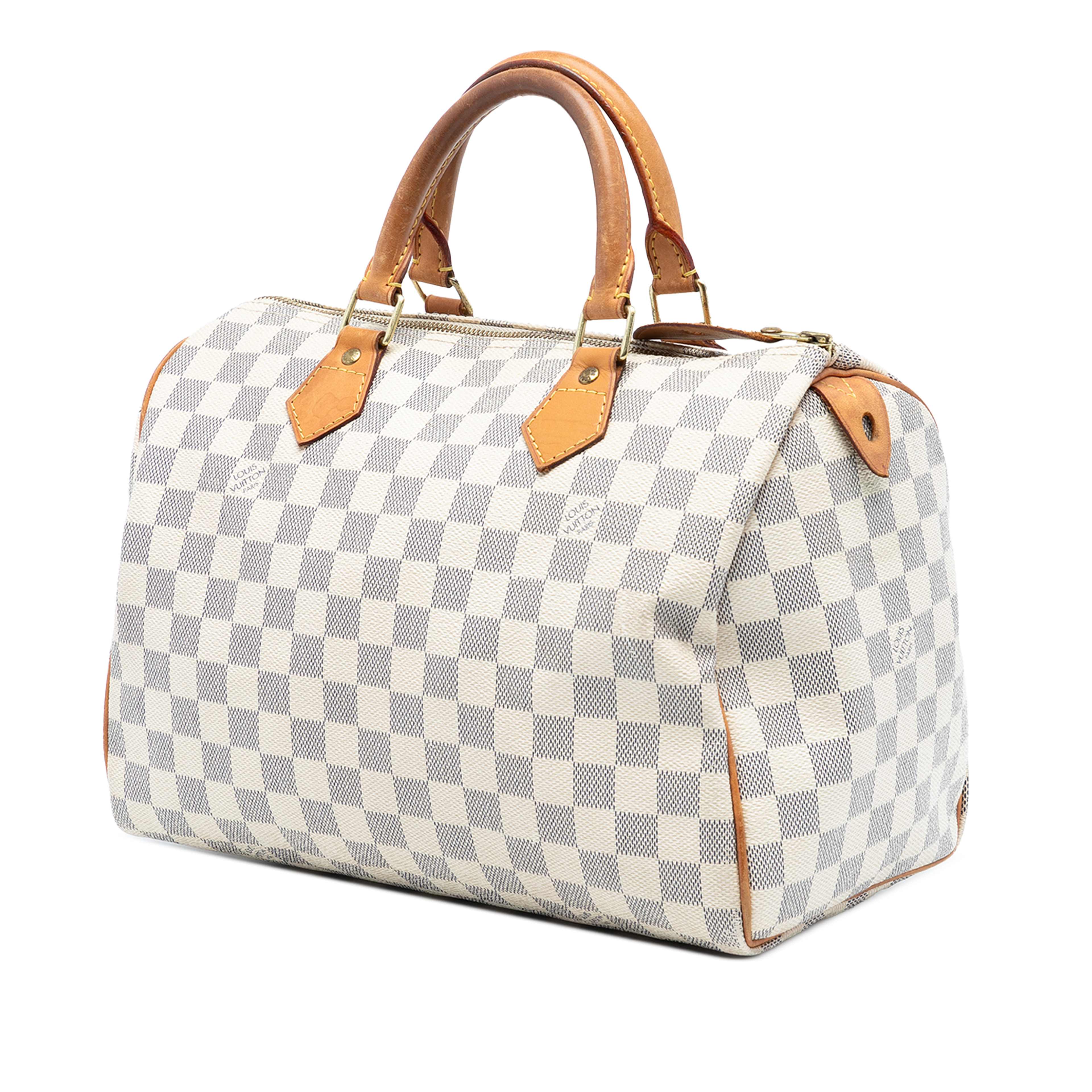 Louis Vuitton Damier Azur Speedy 30, från Luxclusif, i färgen white. Klicka för att öppna bilden i stort format