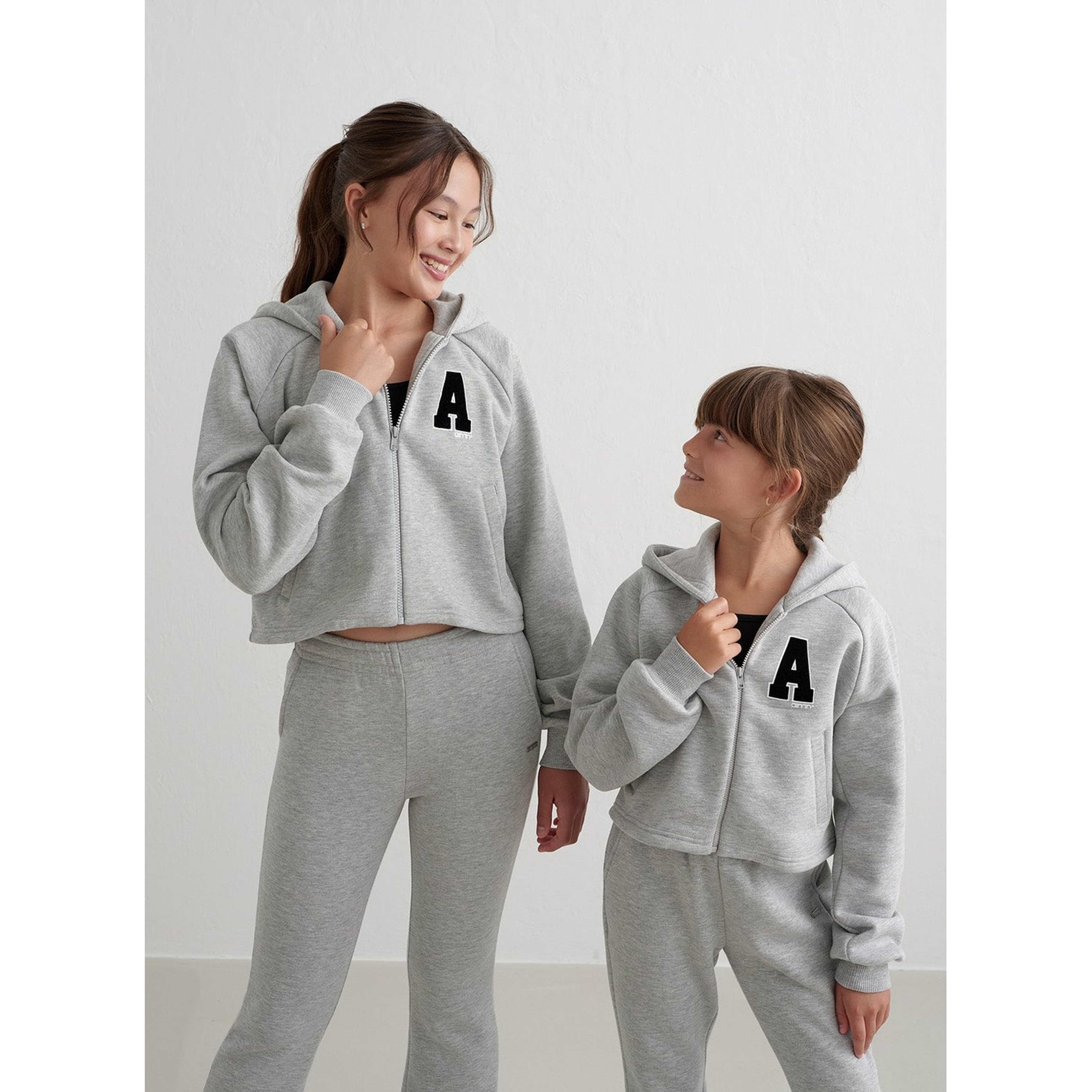 Grey Melange Young Sweat Zip Hood