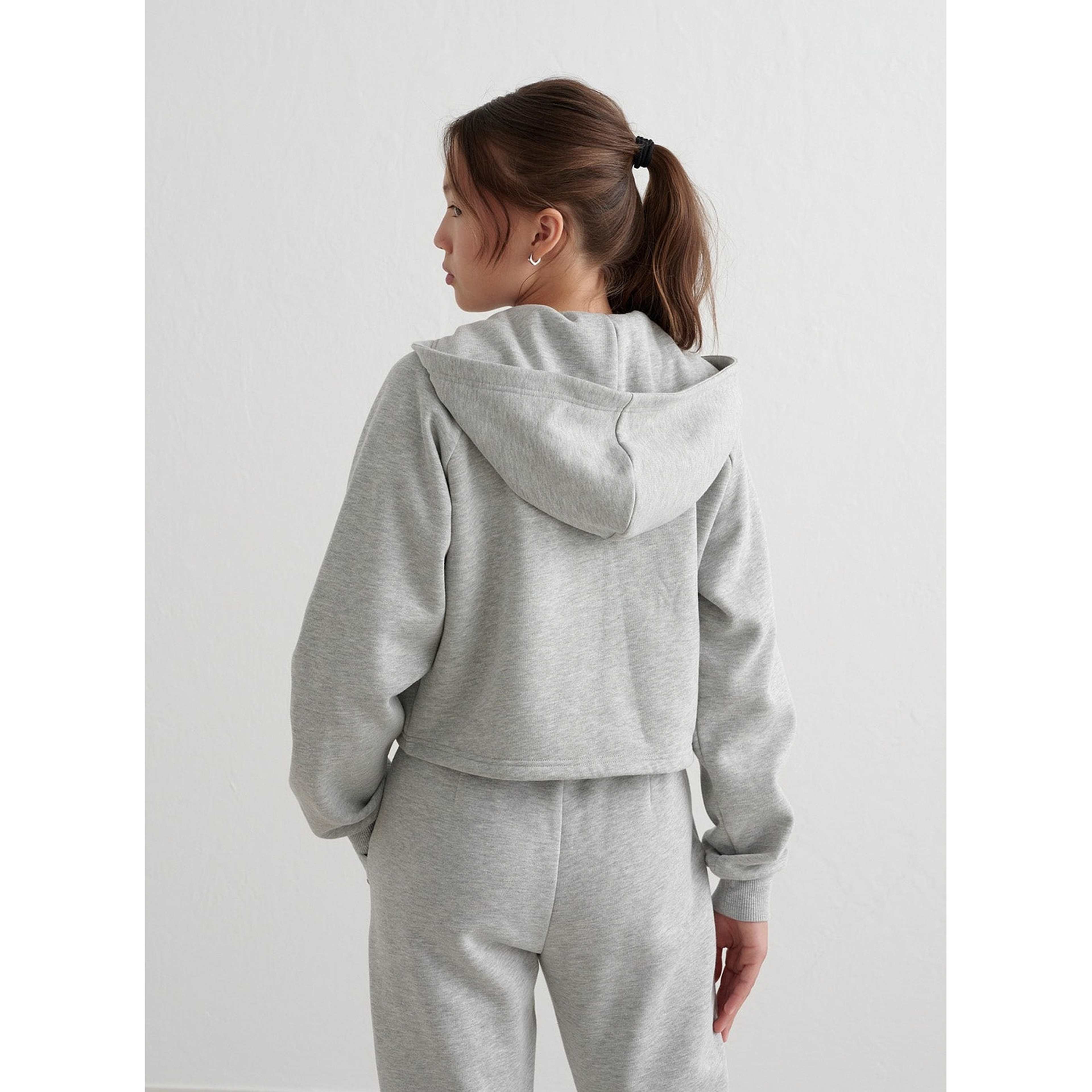 Grey Melange Young Sweat Zip Hood