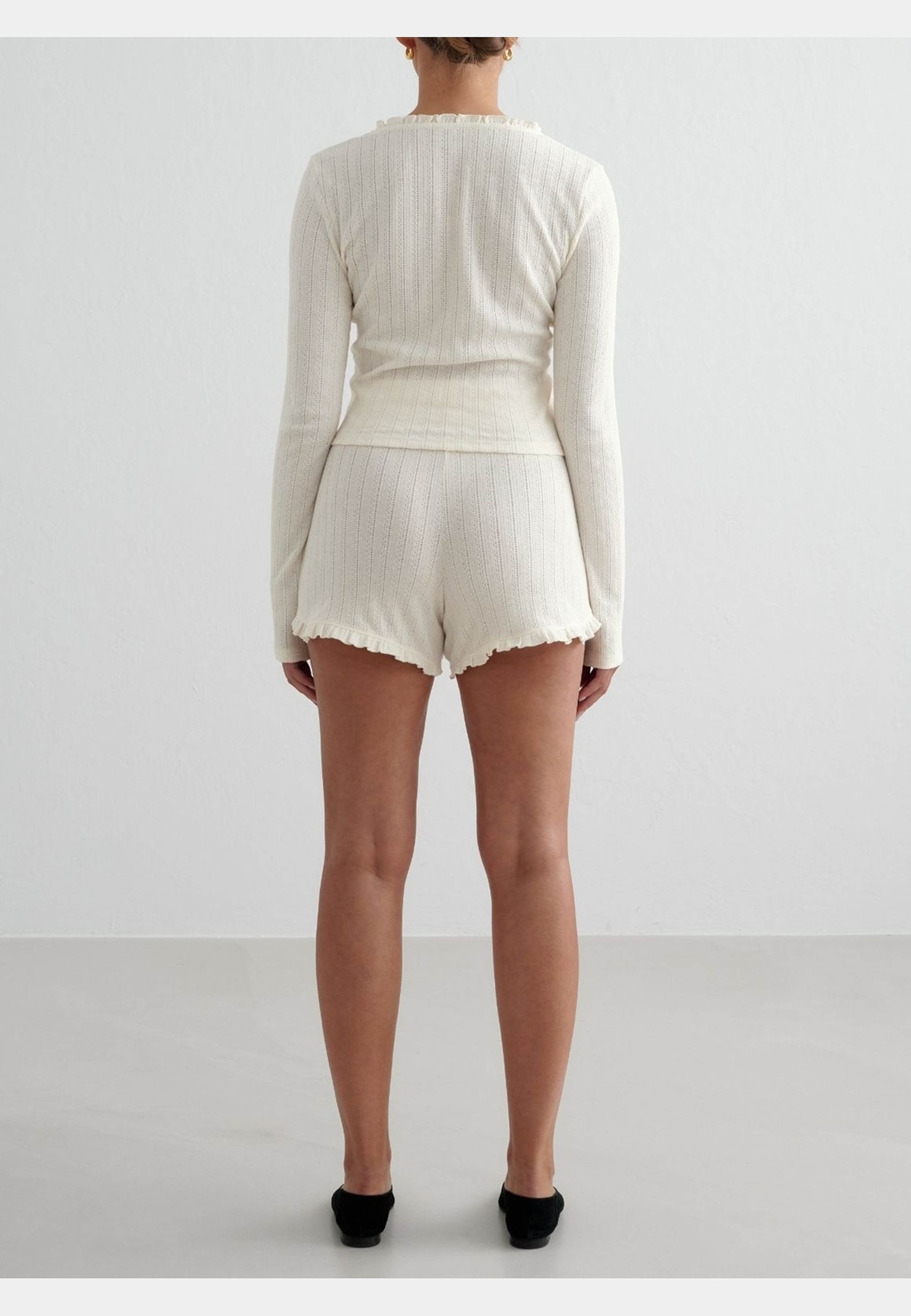 Almond White Pointelle Shorts