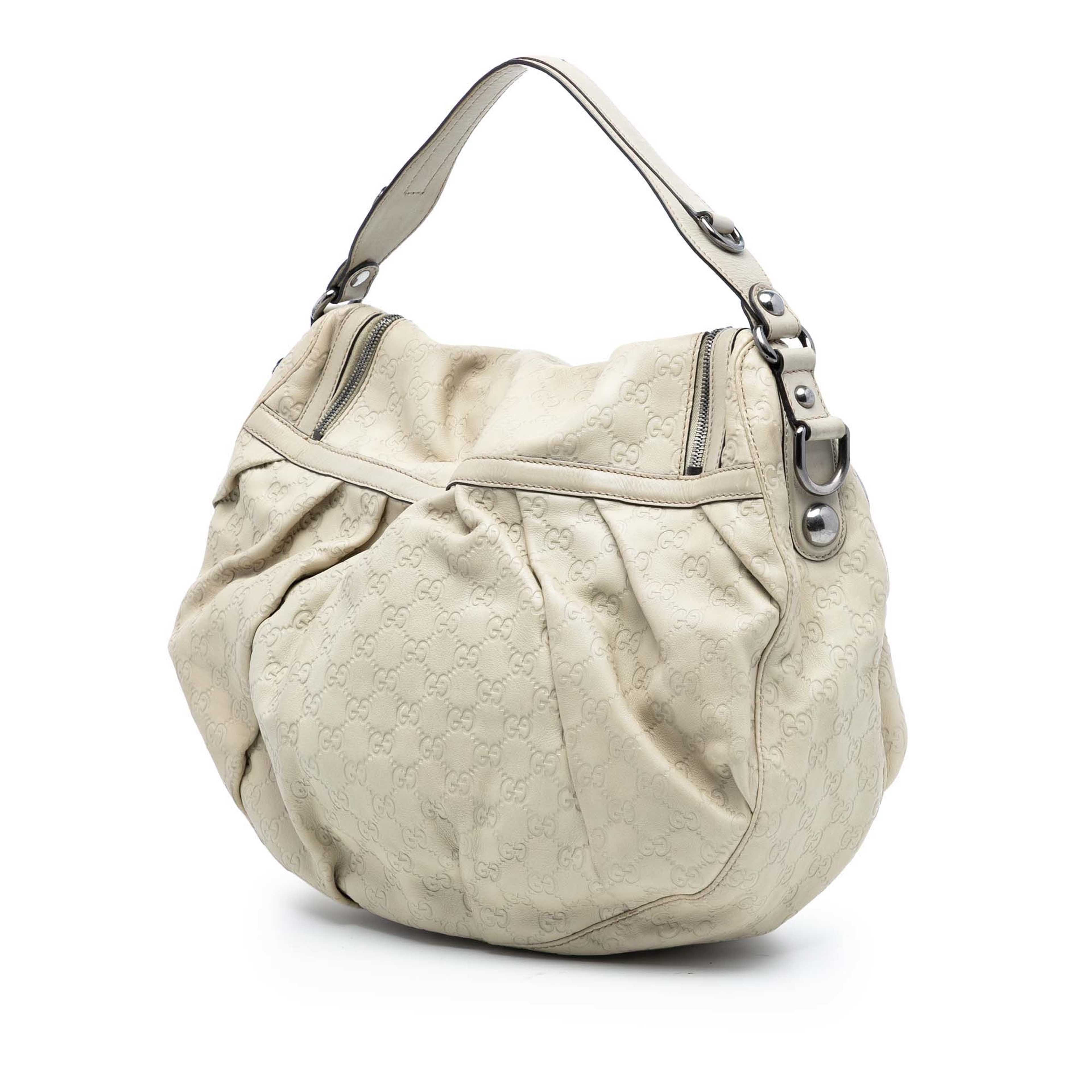 Gucci Guccissima Icon Bit Satchel, från Luxclusif, i färgen vit. Klicka för att öppna bilden i stort format
