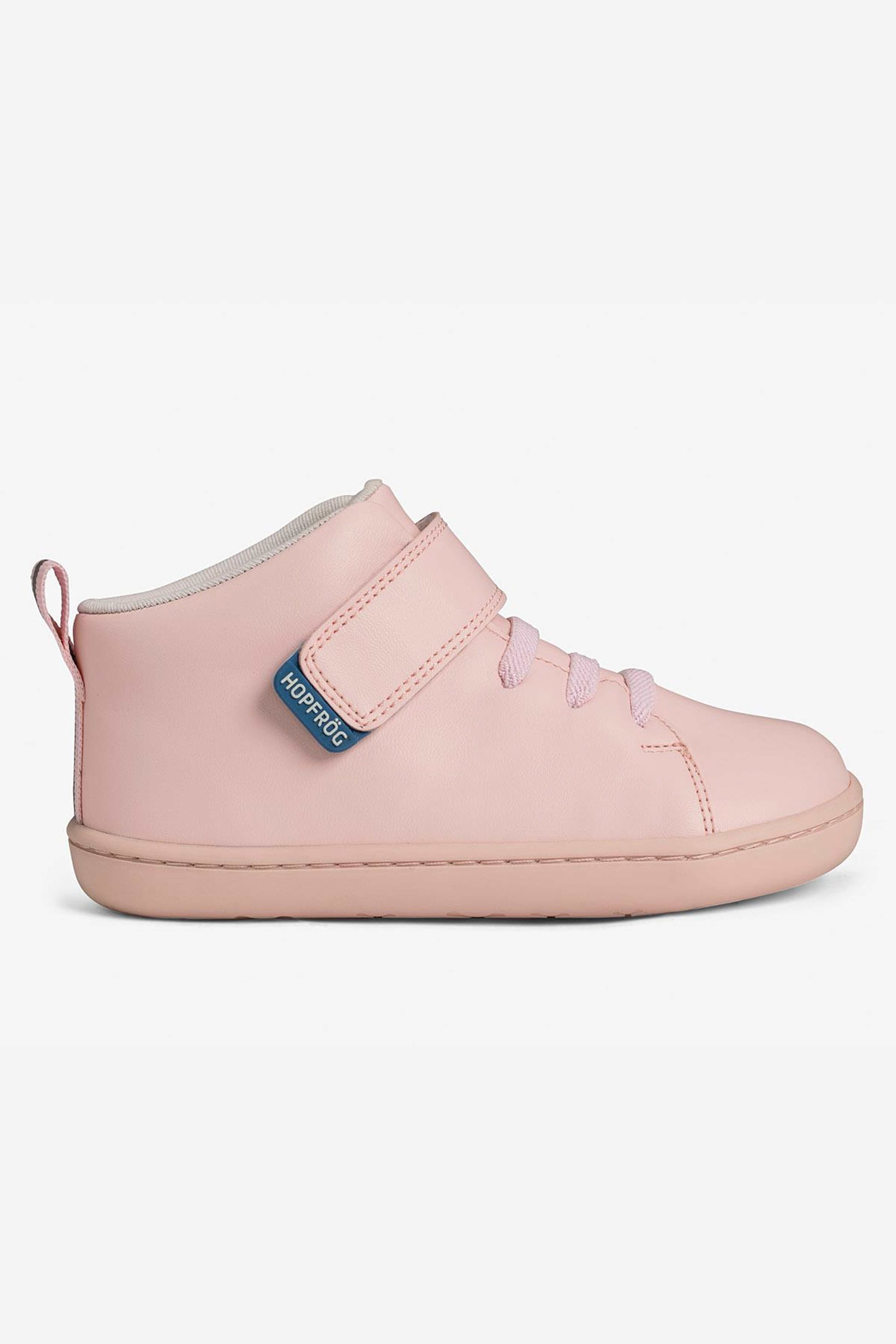 Hopfrög Smart Walker Hightop Barefoot, från Minimoca, i färgen light pink. Klicka för att öppna bilden i stort format