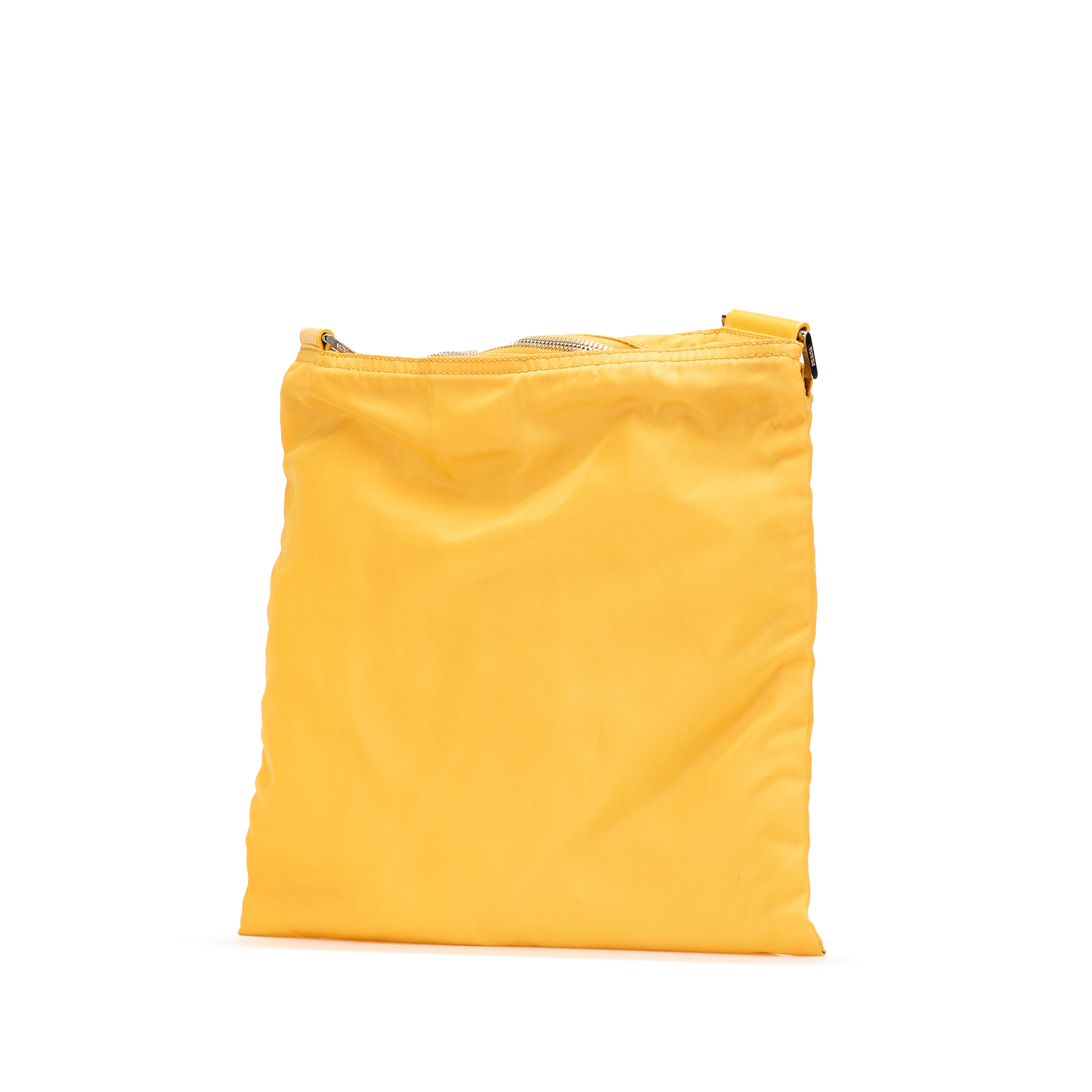 Prada Tessuto Zip Top Crossbody, från Luxclusif, i färgen yellow. Klicka för att öppna bilden i stort format