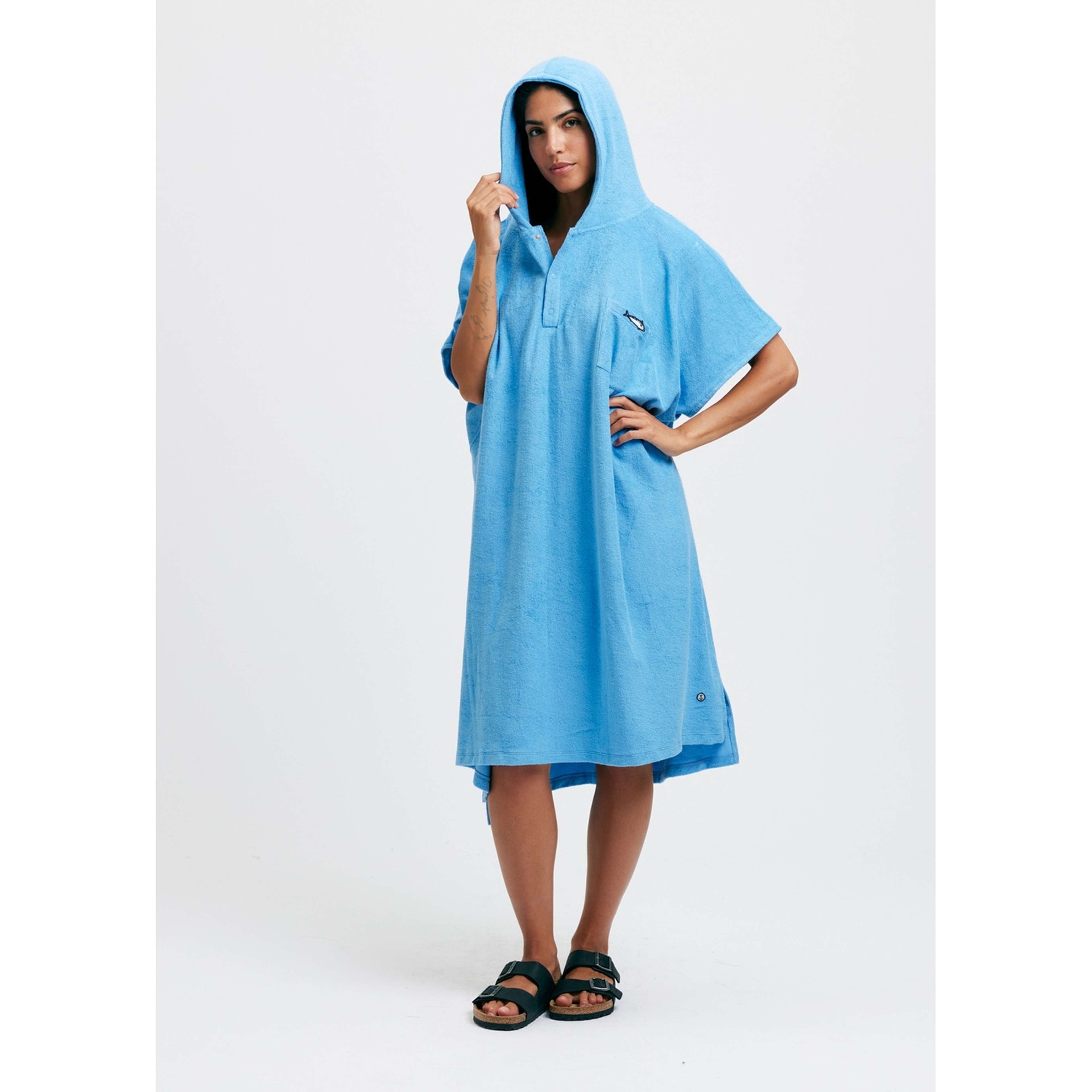 Frotteponcho Terry Blå