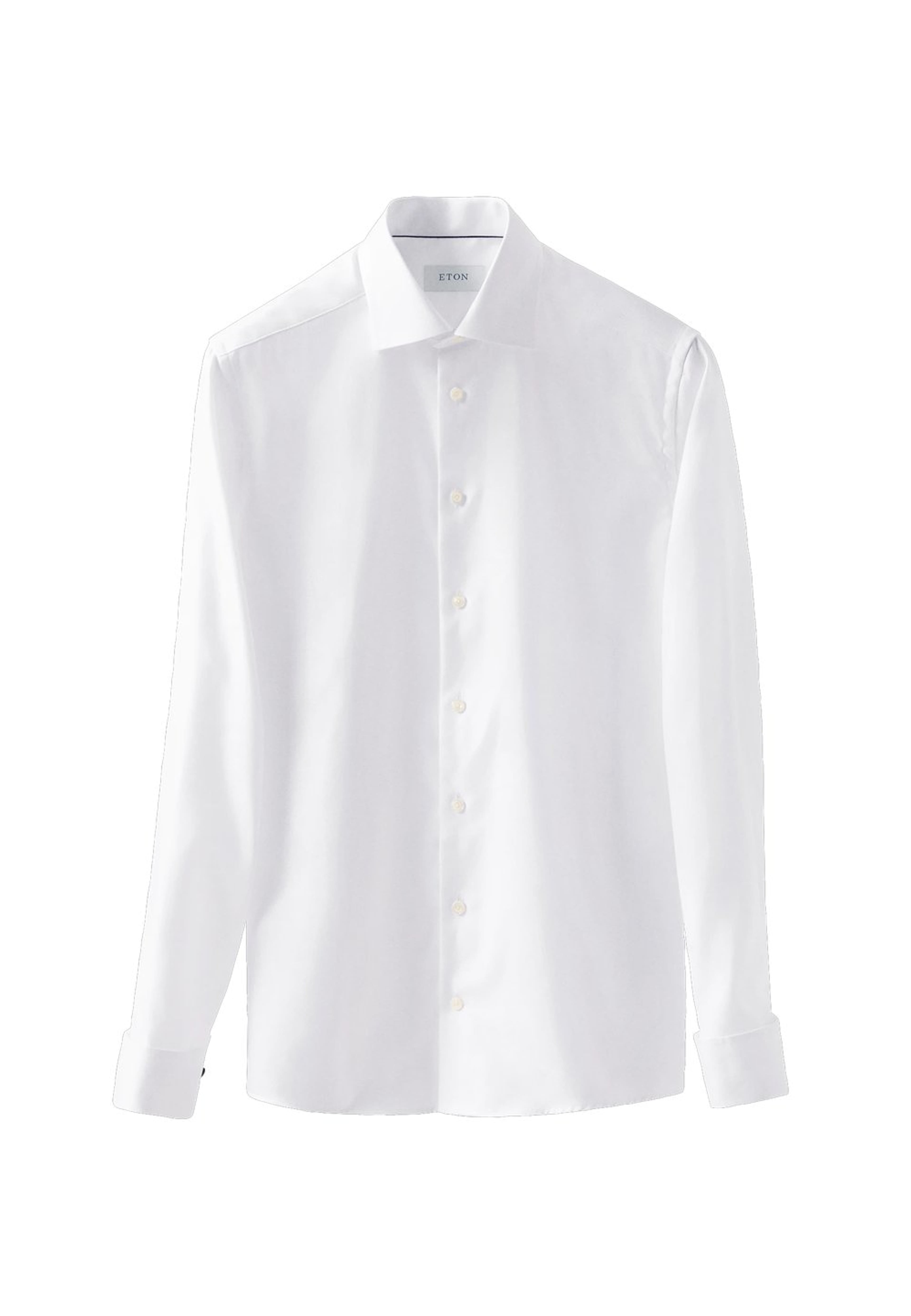 Skjorta I Texturerad Twill Med Dubbel Manschett Slim Fit