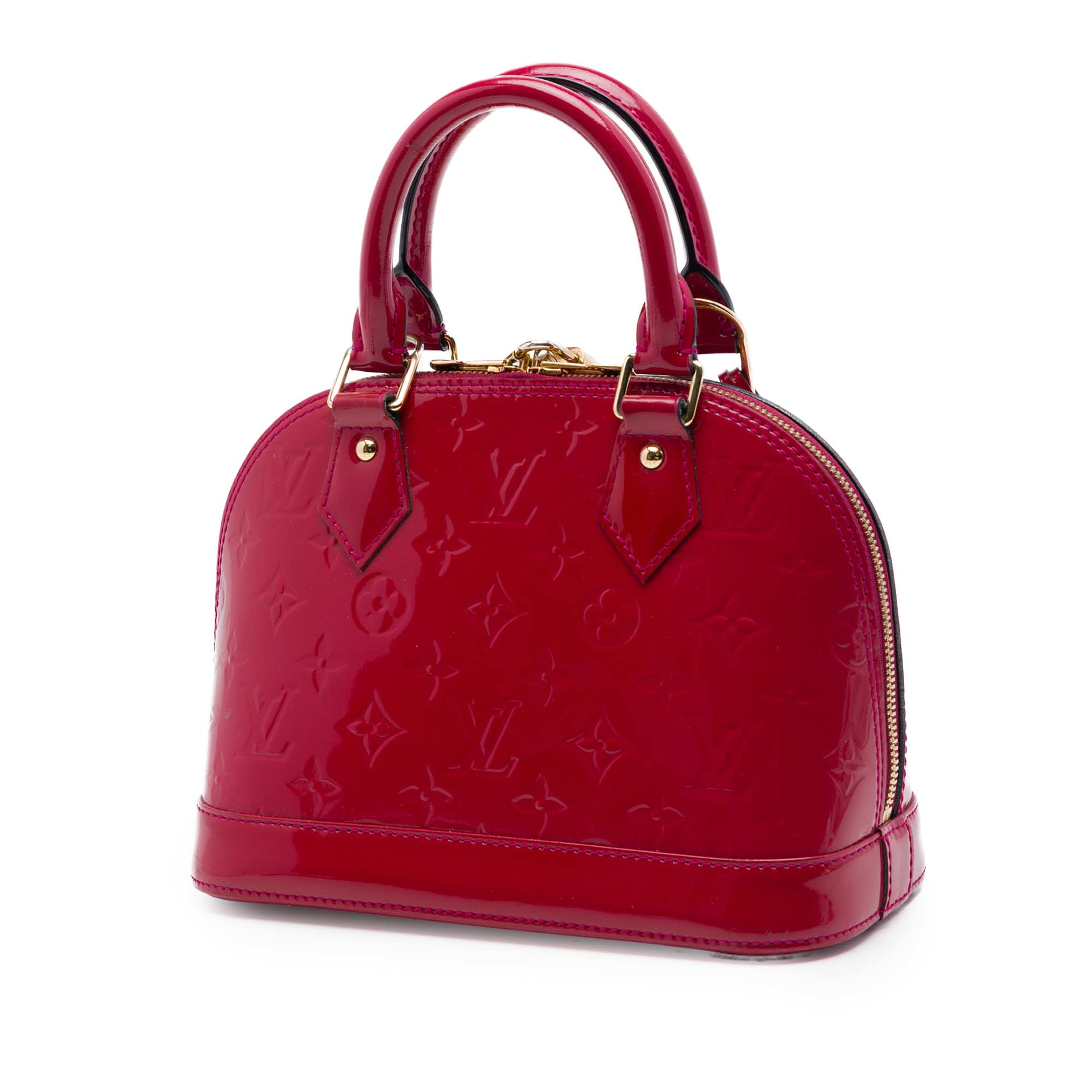 Louis Vuitton Monogram Vernis Alma Bb, från Luxclusif, i färgen röd. Klicka för att öppna bilden i stort format
