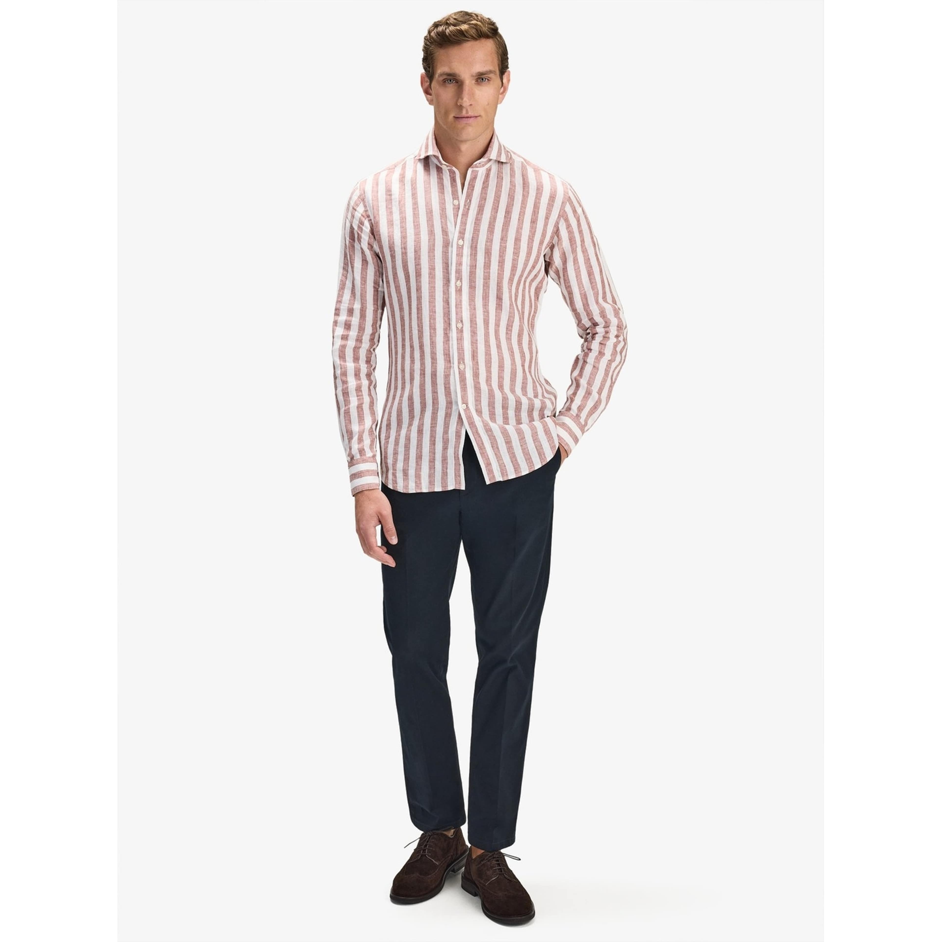 Linen Block Striped Smart Shirt (orion)