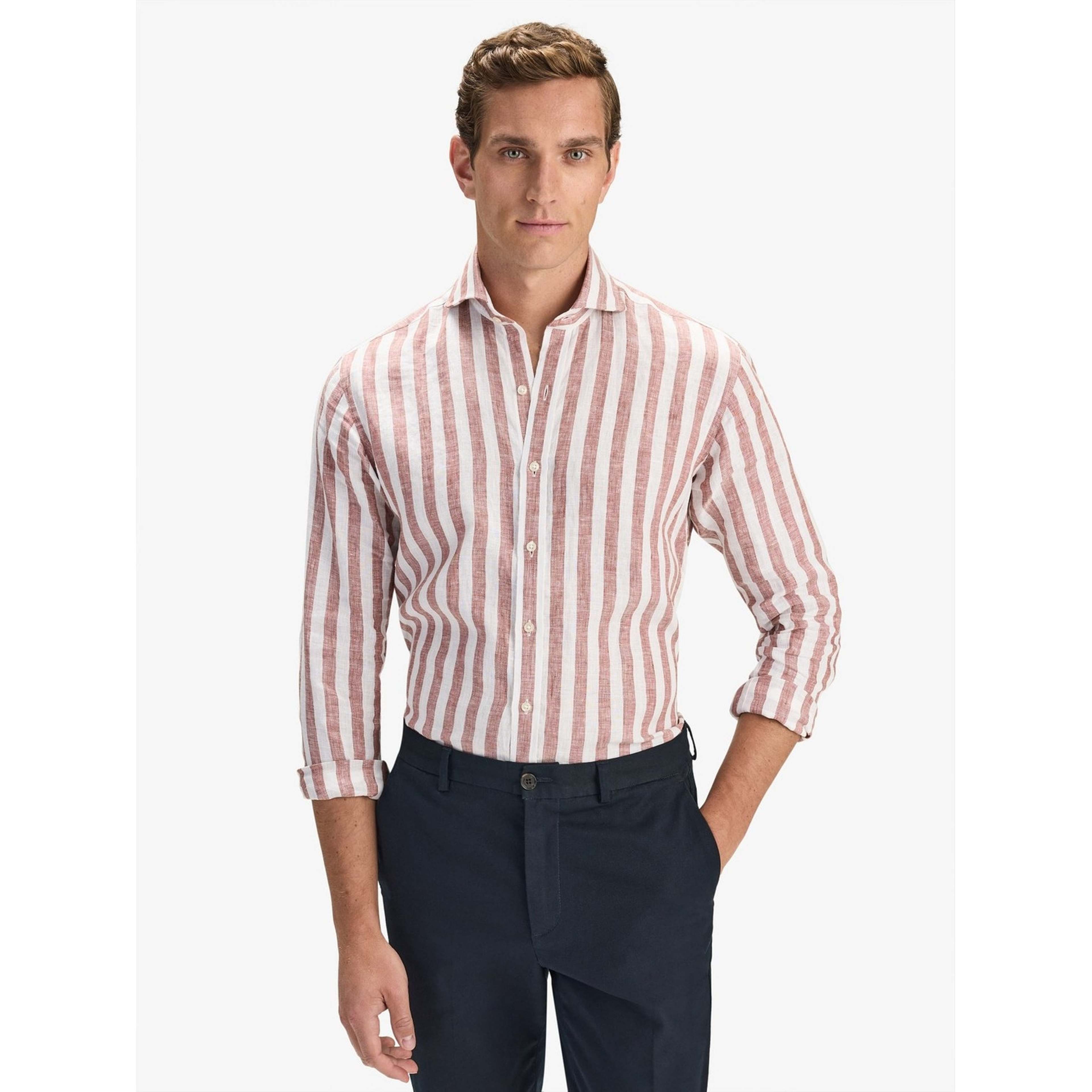 Linen Block Striped Smart Shirt (orion)