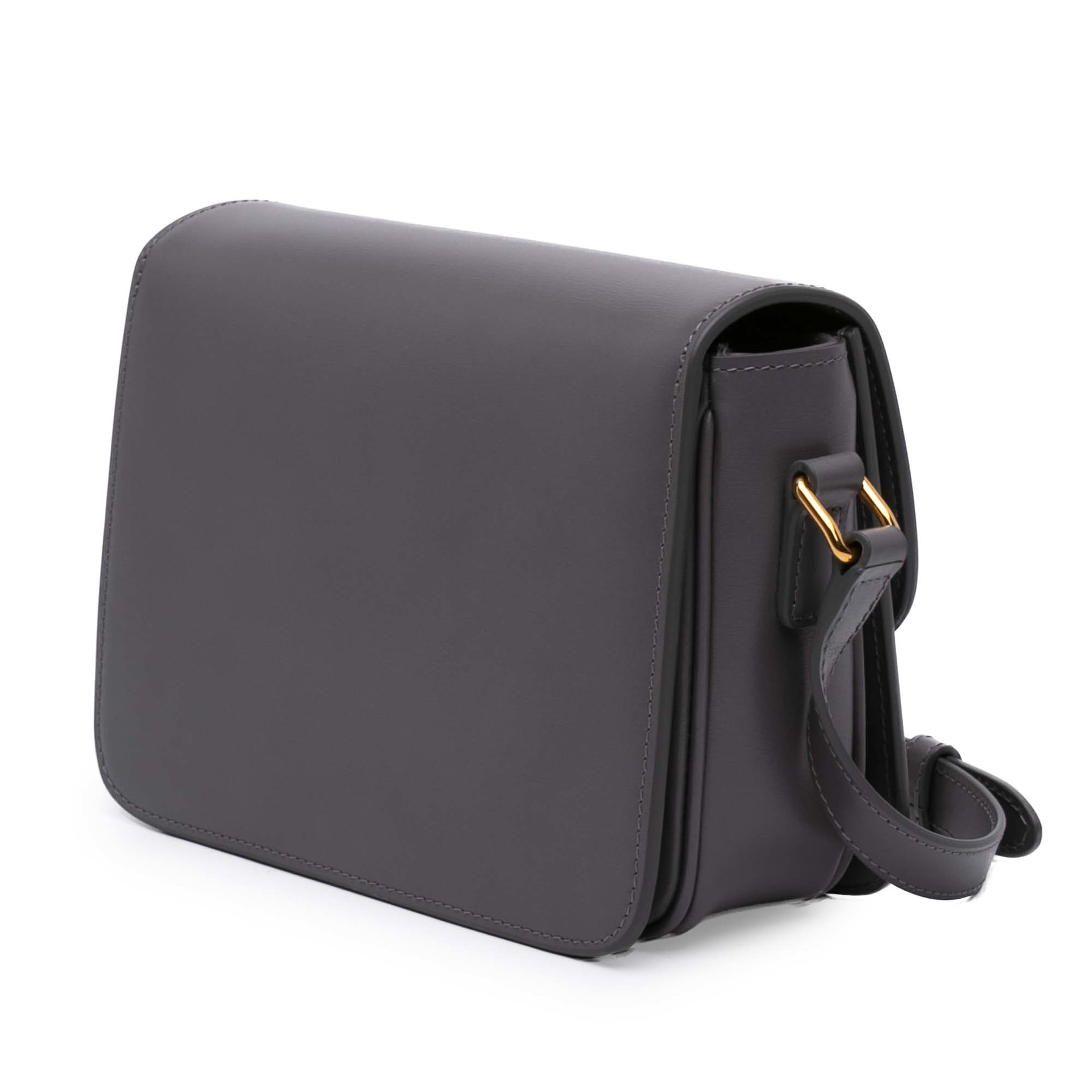 Celine Teen Shiny Calfskin Triomphe Crossbody, från Luxclusif, i färgen grå. Klicka för att öppna bilden i stort format