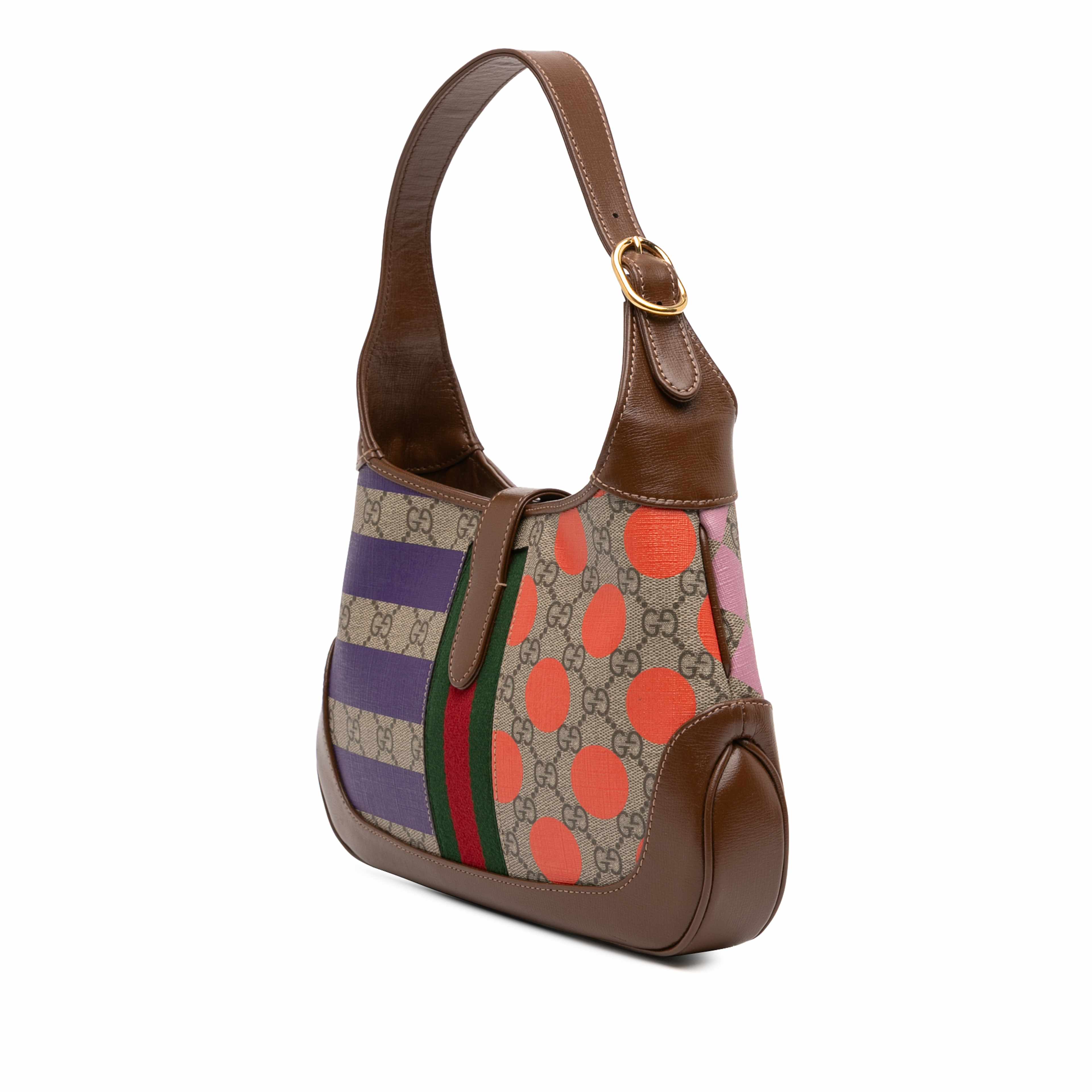 Gucci Small Gg Supreme Web Geometric Jackie 1961 Crossbody, från Luxclusif, i färgen beige. Klicka för att öppna bilden i stort format