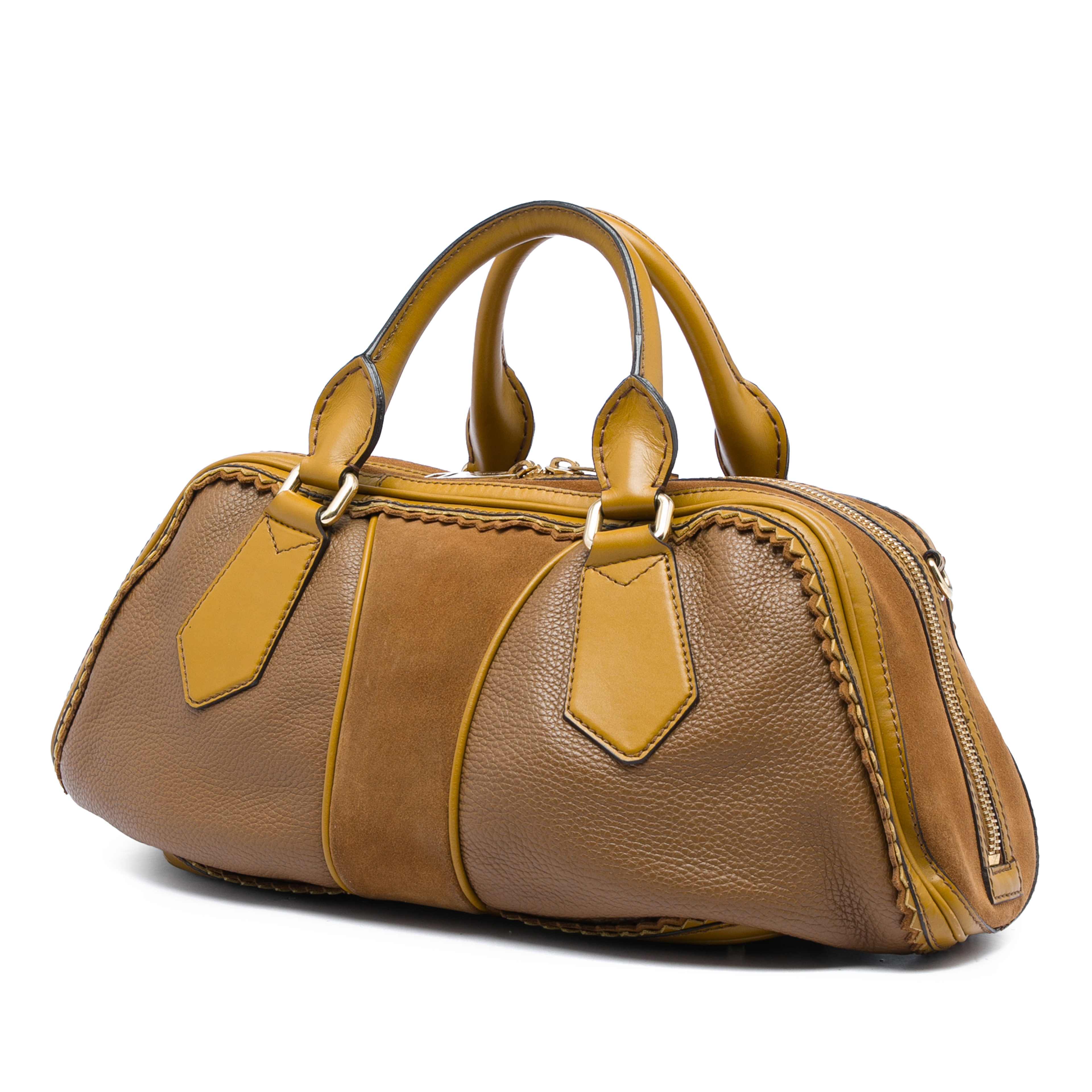 Burberry Leather And House Check Canvas Bridle Abbott Crossbody, från Luxclusif, i färgen gul. Klicka för att öppna bilden i stort format