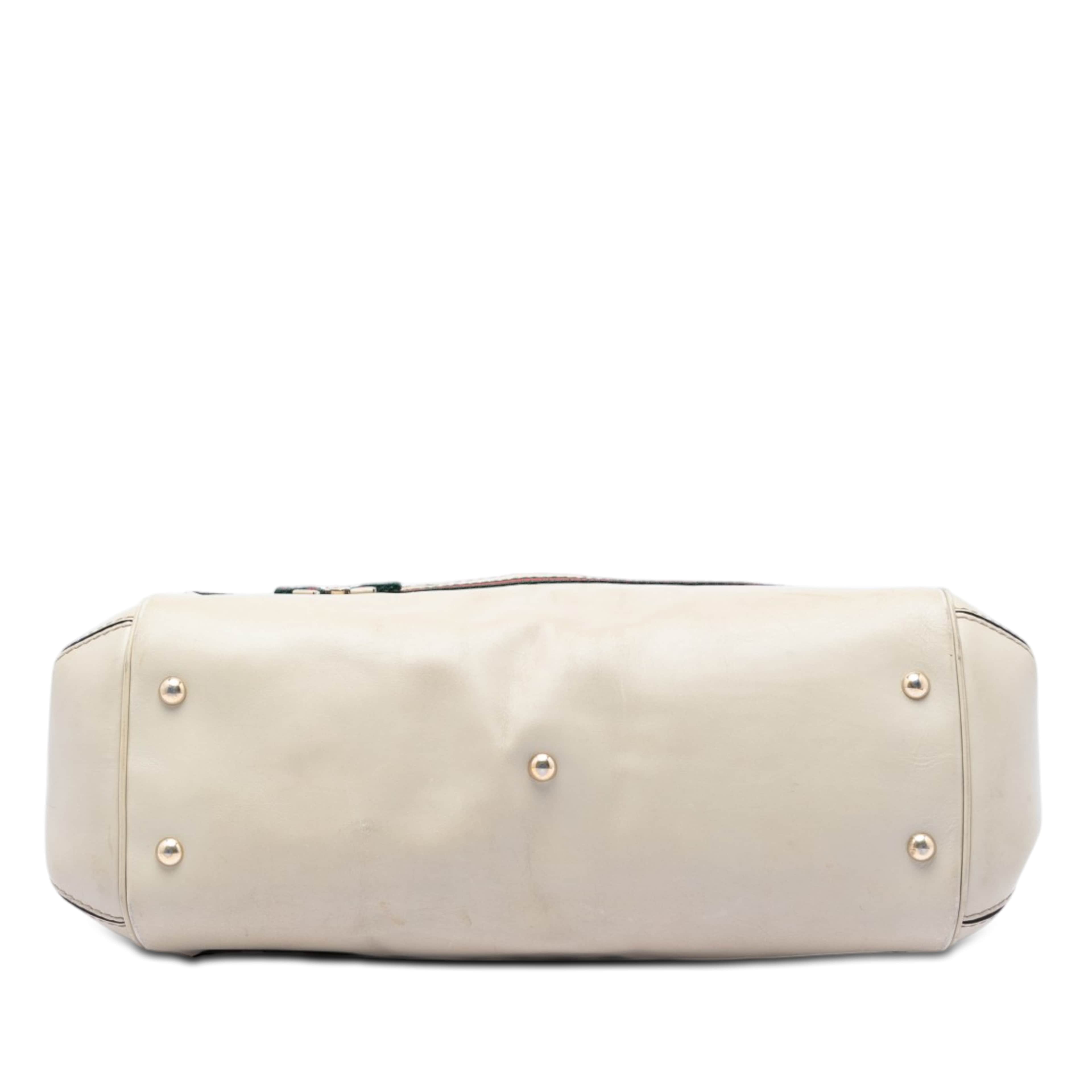 Gucci Gg Canvas Web Mayfair Satchel, från Luxclusif, i färgen beige. Klicka för att öppna bilden i stort format