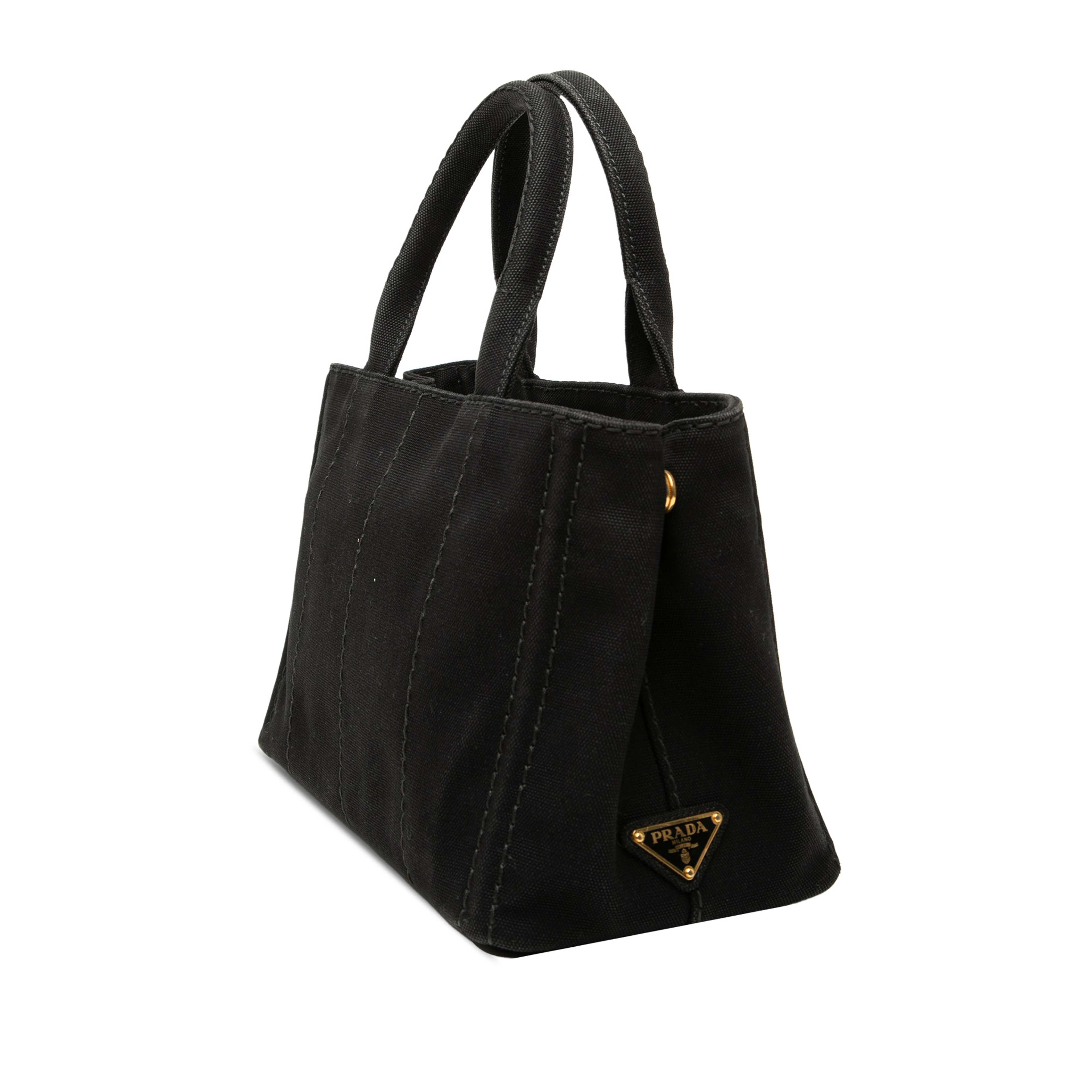Prada Small Canvas Canapa Logo Satchel, från Luxclusif, i färgen svart. Klicka för att öppna bilden i stort format