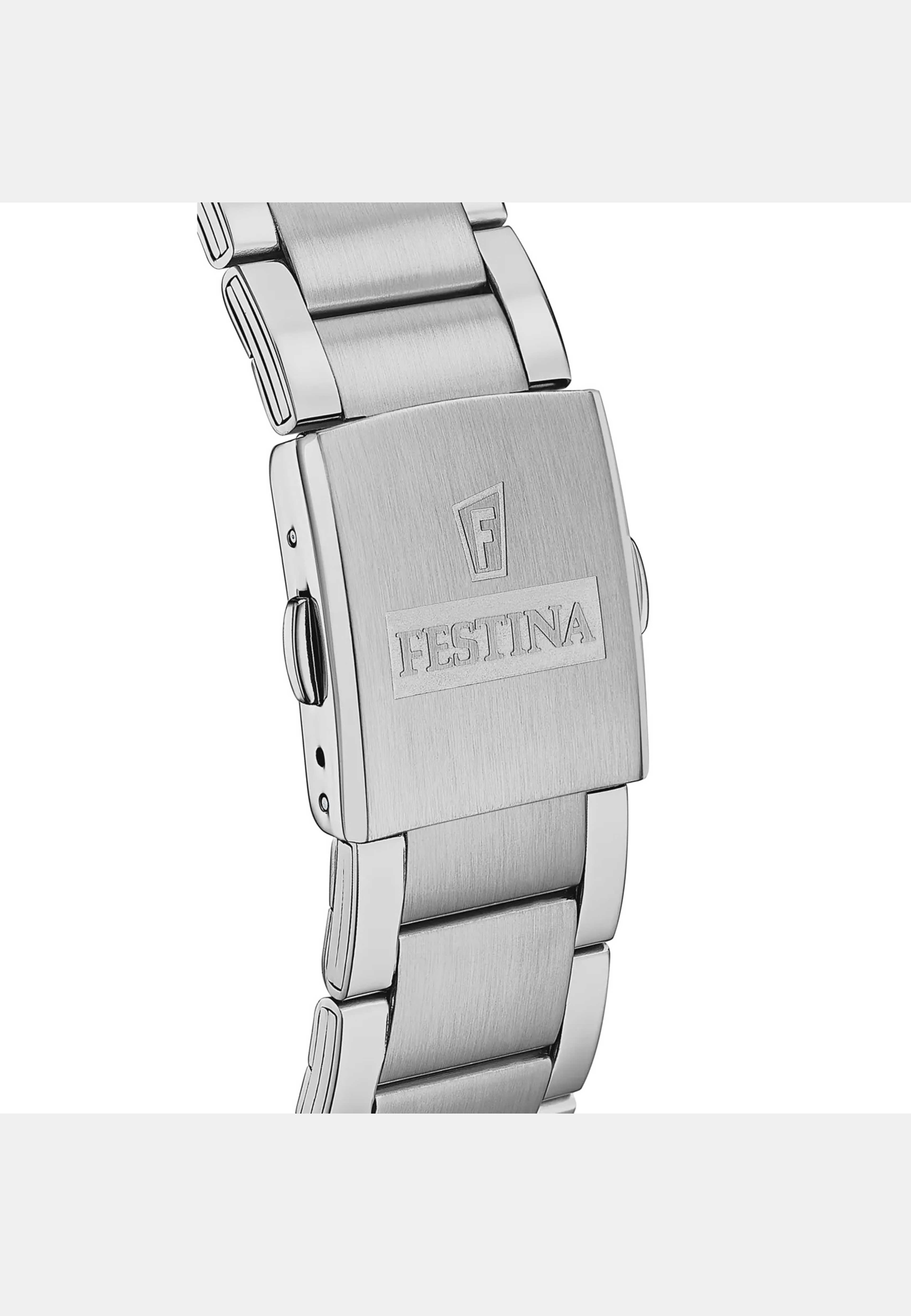 Festina Timeless Chrono Herrklocka Vit/stl, Metallband - F20343/1, från Festina, i färgen silver. Klicka för att öppna bilden i stort format