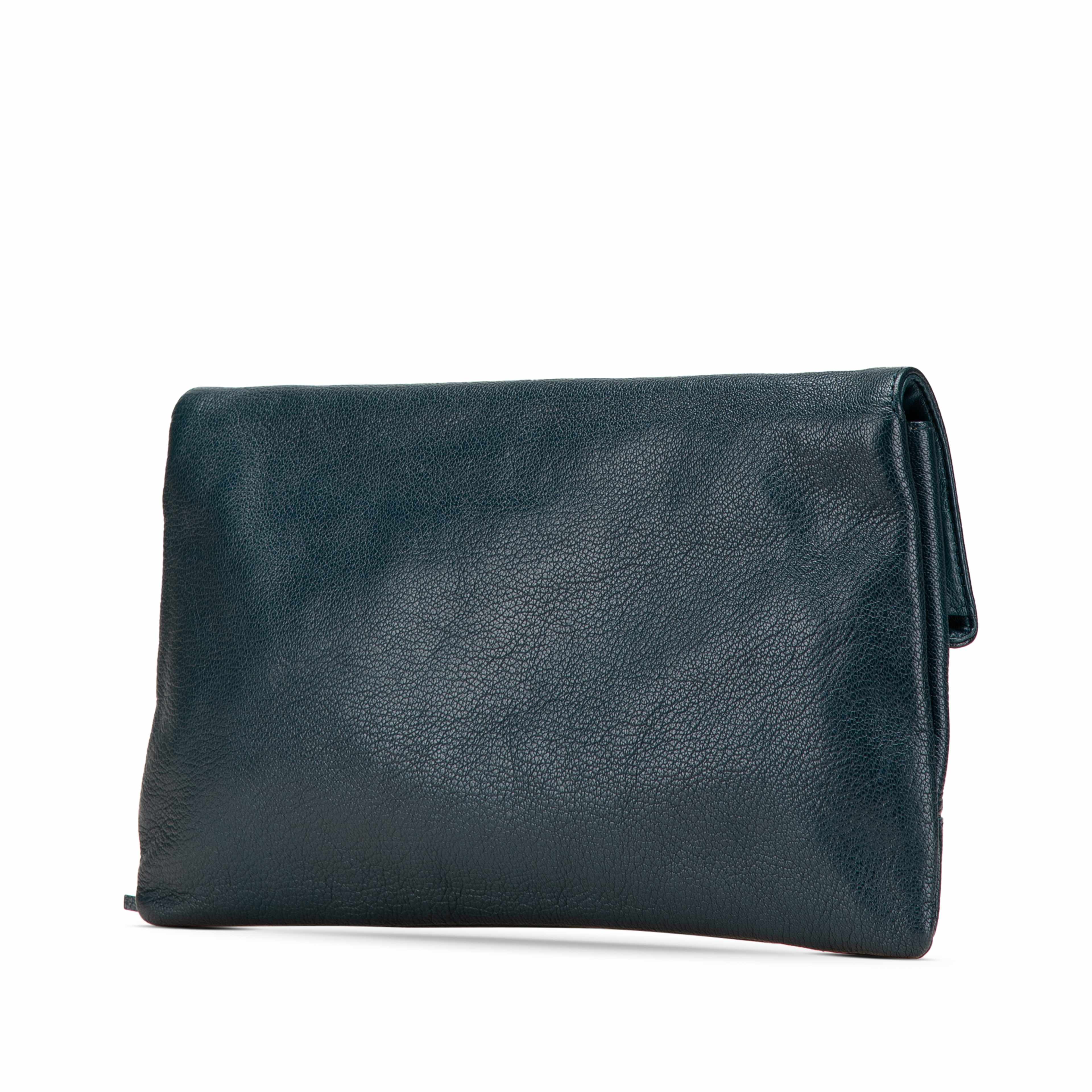 Balenciaga Chevre Motocross Metallic Edge Envelope Clutch