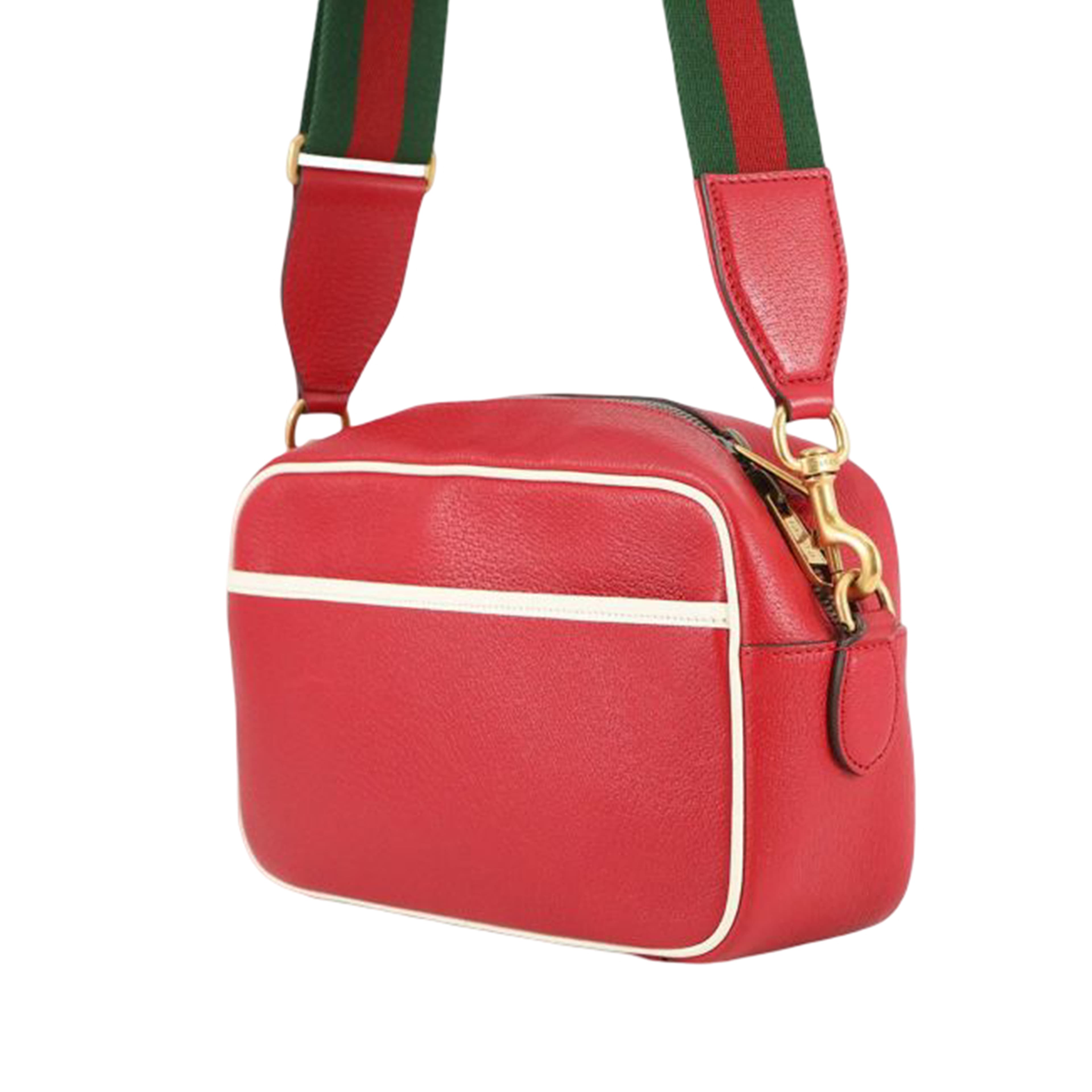 Gucci Adidas Small Leather Web Crossbody, från Luxclusif, i färgen red. Klicka för att öppna bilden i stort format