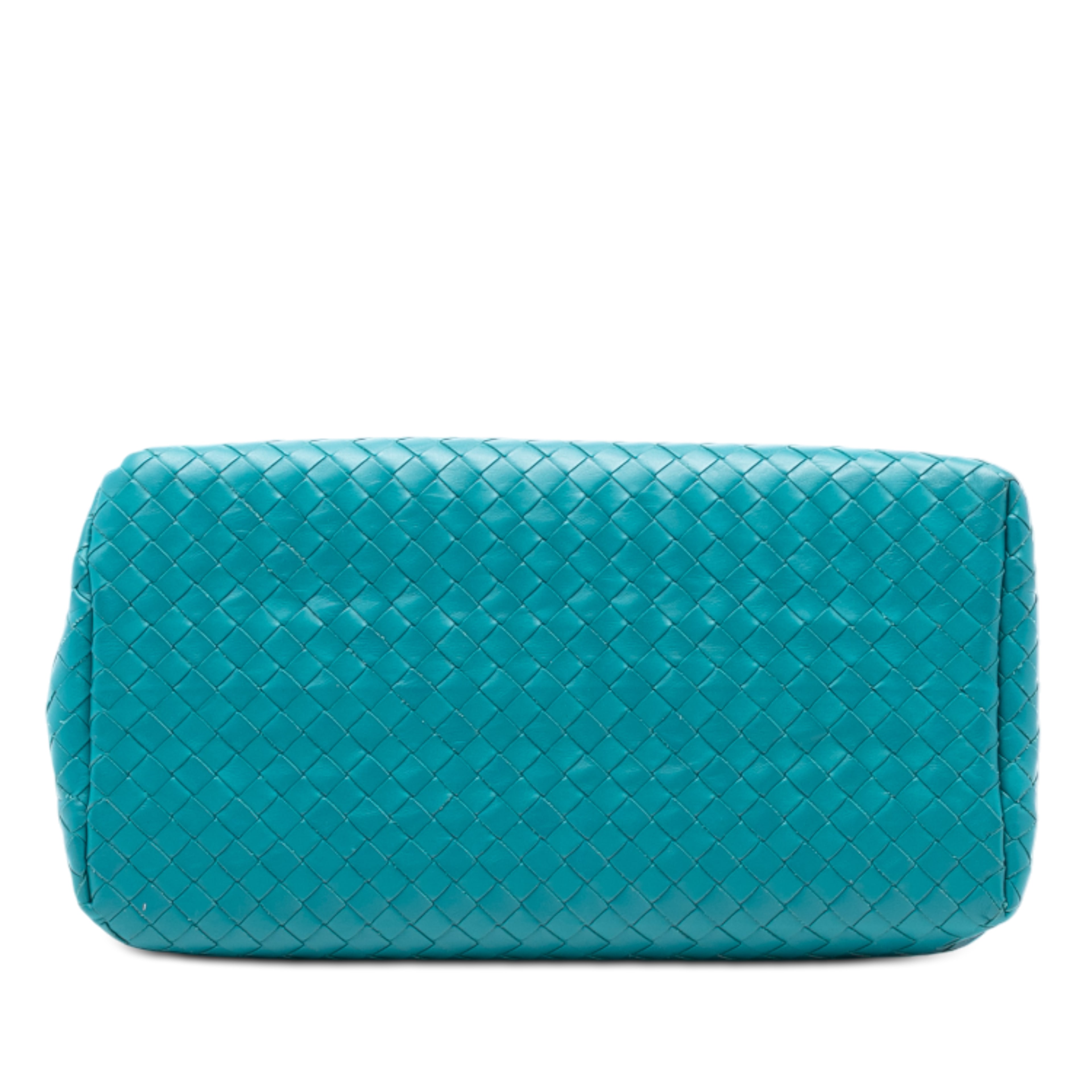 Bottega Veneta Small Nappa Intrecciato Roma Satchel, från Luxclusif, i färgen turquoise. Klicka för att öppna bilden i stort format