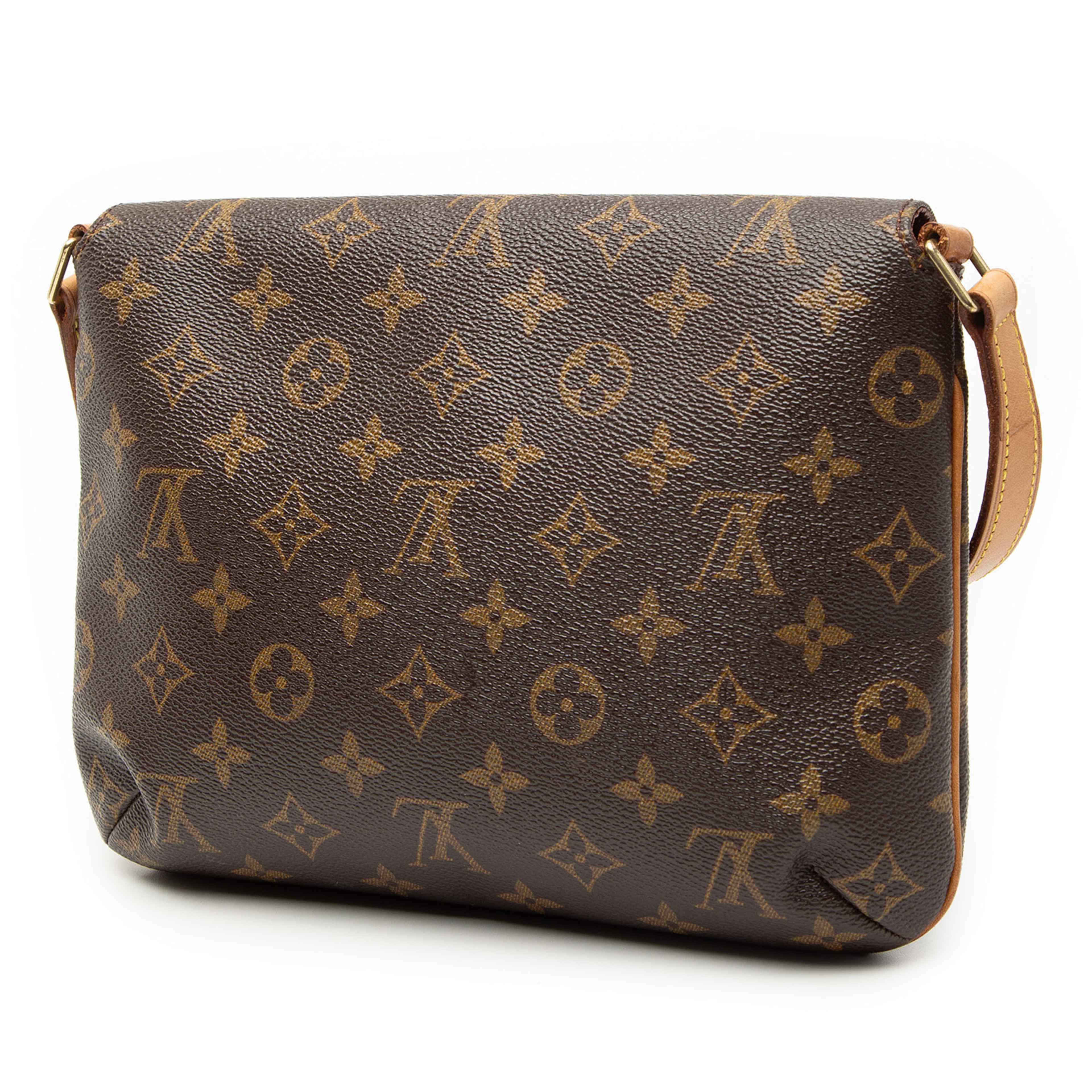 Louis Vuitton Monogram Musette Tango Short Strap, från Luxclusif, i färgen brun. Klicka för att öppna bilden i stort format