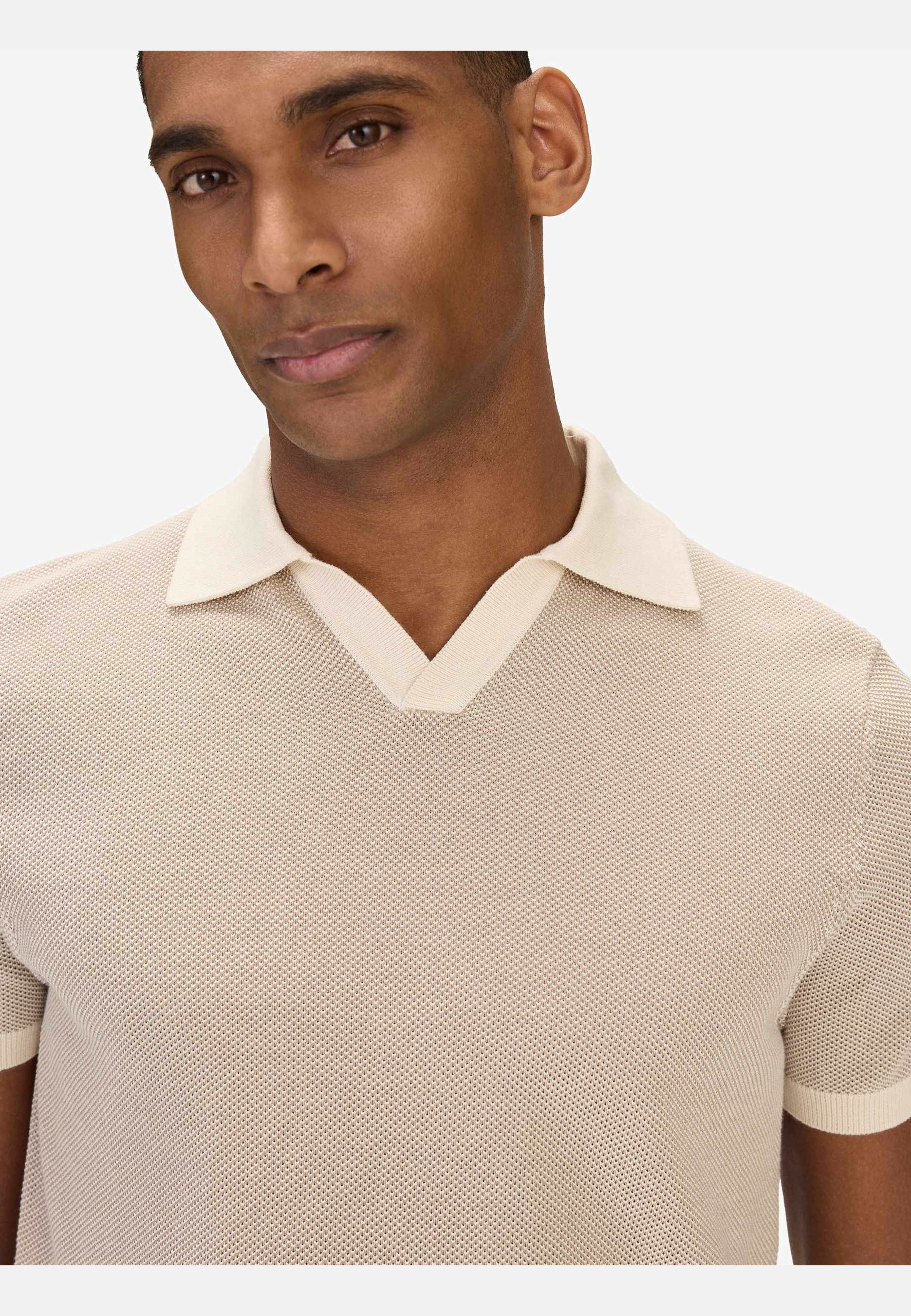 Two Tone S/s Polo Shirt (teddy), från John Henric, i färgen beige. Klicka för att öppna bilden i stort format