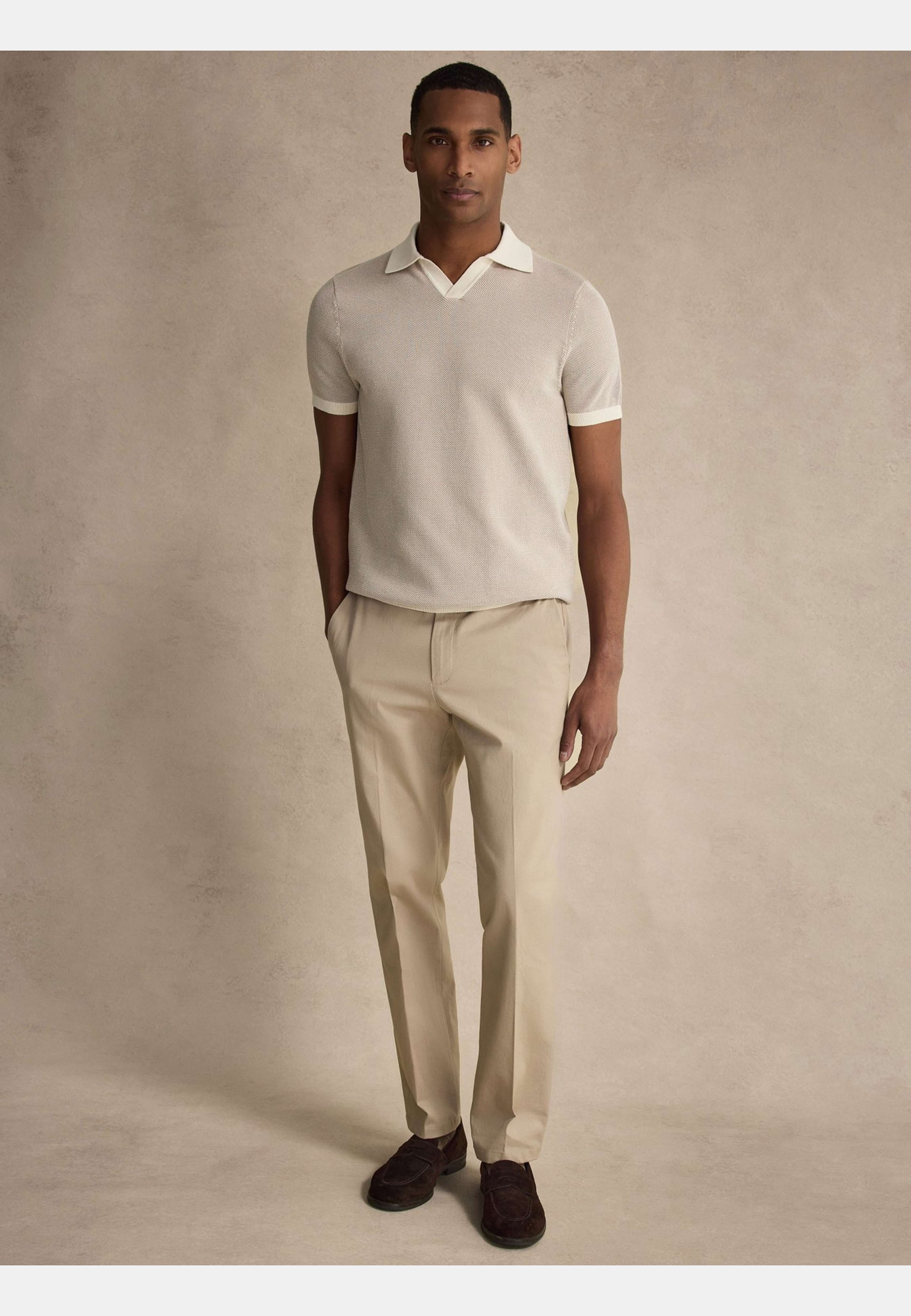 Two Tone S/s Polo Shirt (teddy), från John Henric, i färgen beige. Klicka för att öppna bilden i stort format