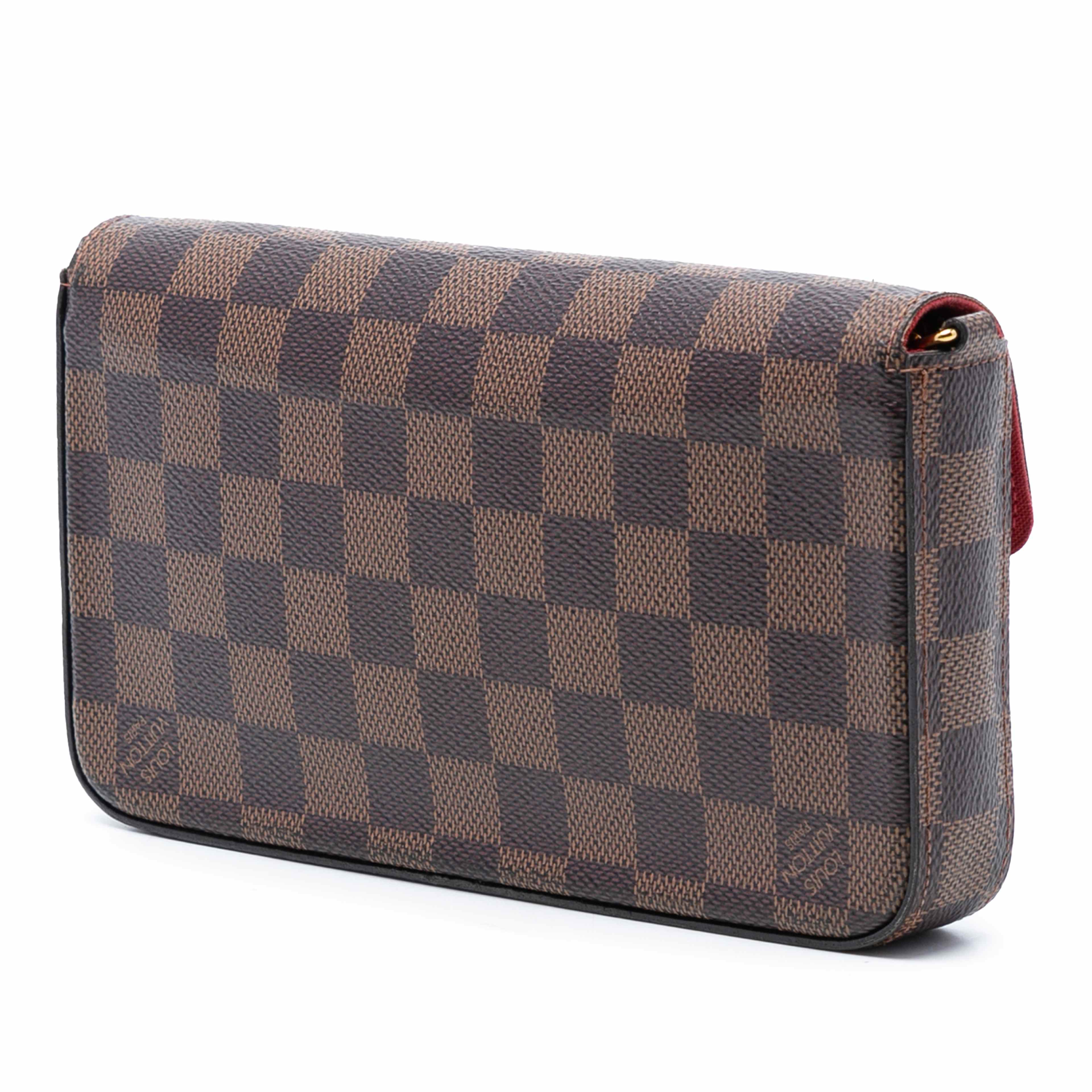 Louis Vuitton Damier Ebene Pochette Felicie, från Luxclusif, i färgen brown. Klicka för att öppna bilden i stort format