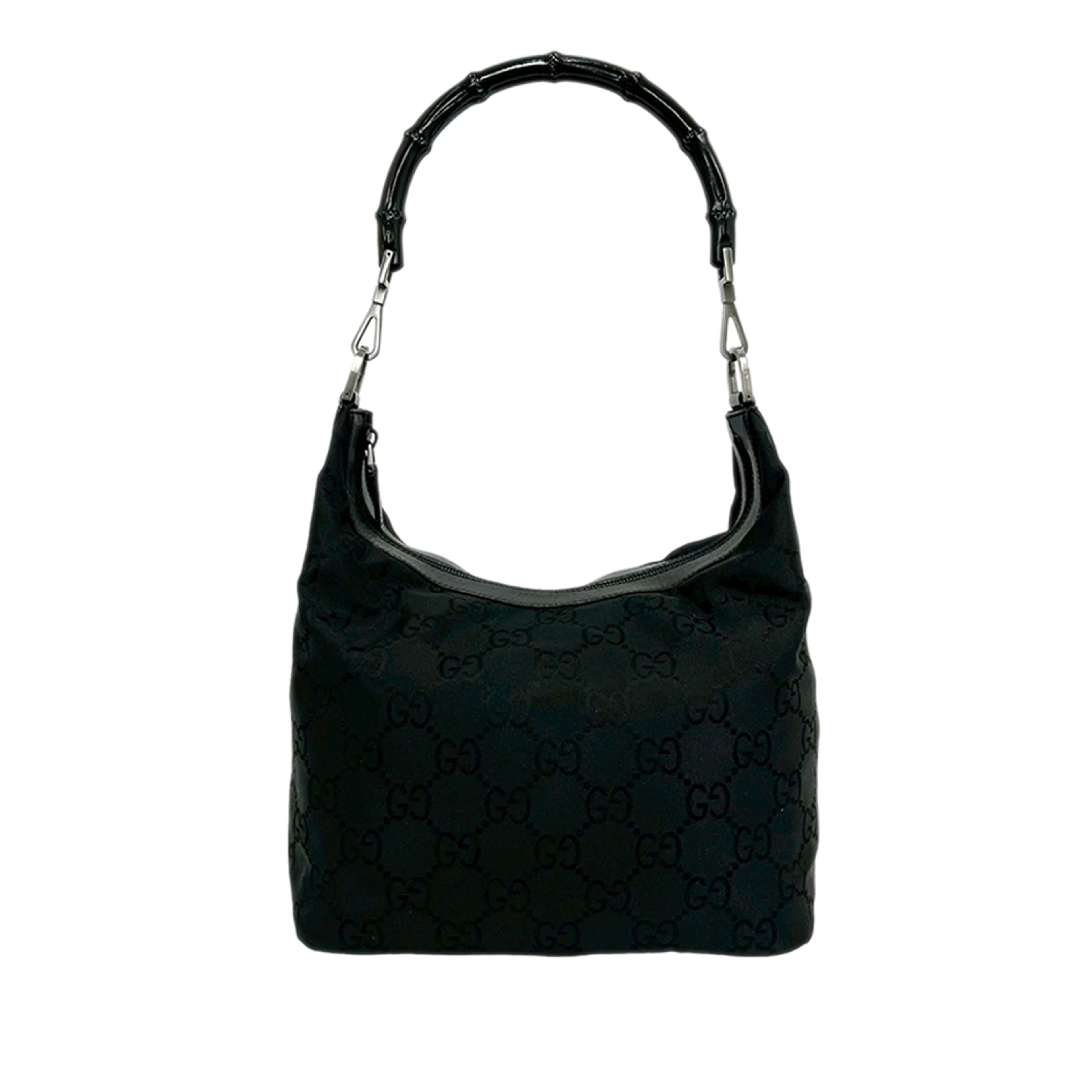 Gucci Gg Nylon Bamboo Shoulder Bag, från Luxclusif, i färgen svart. Klicka för att öppna bilden i stort format