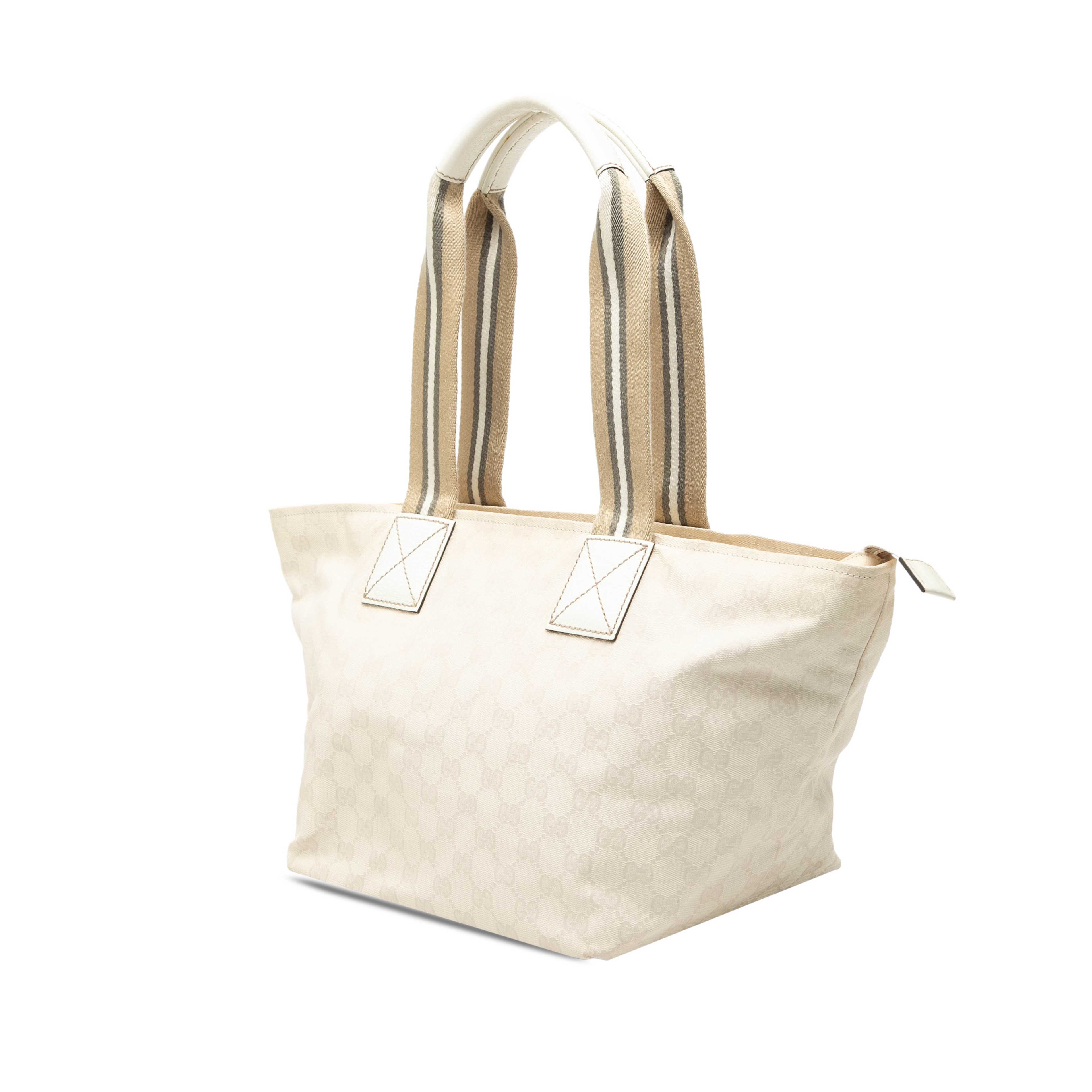 Gucci Gg Canvas Web Tote, från Luxclusif, i färgen light beige. Klicka för att öppna bilden i stort format