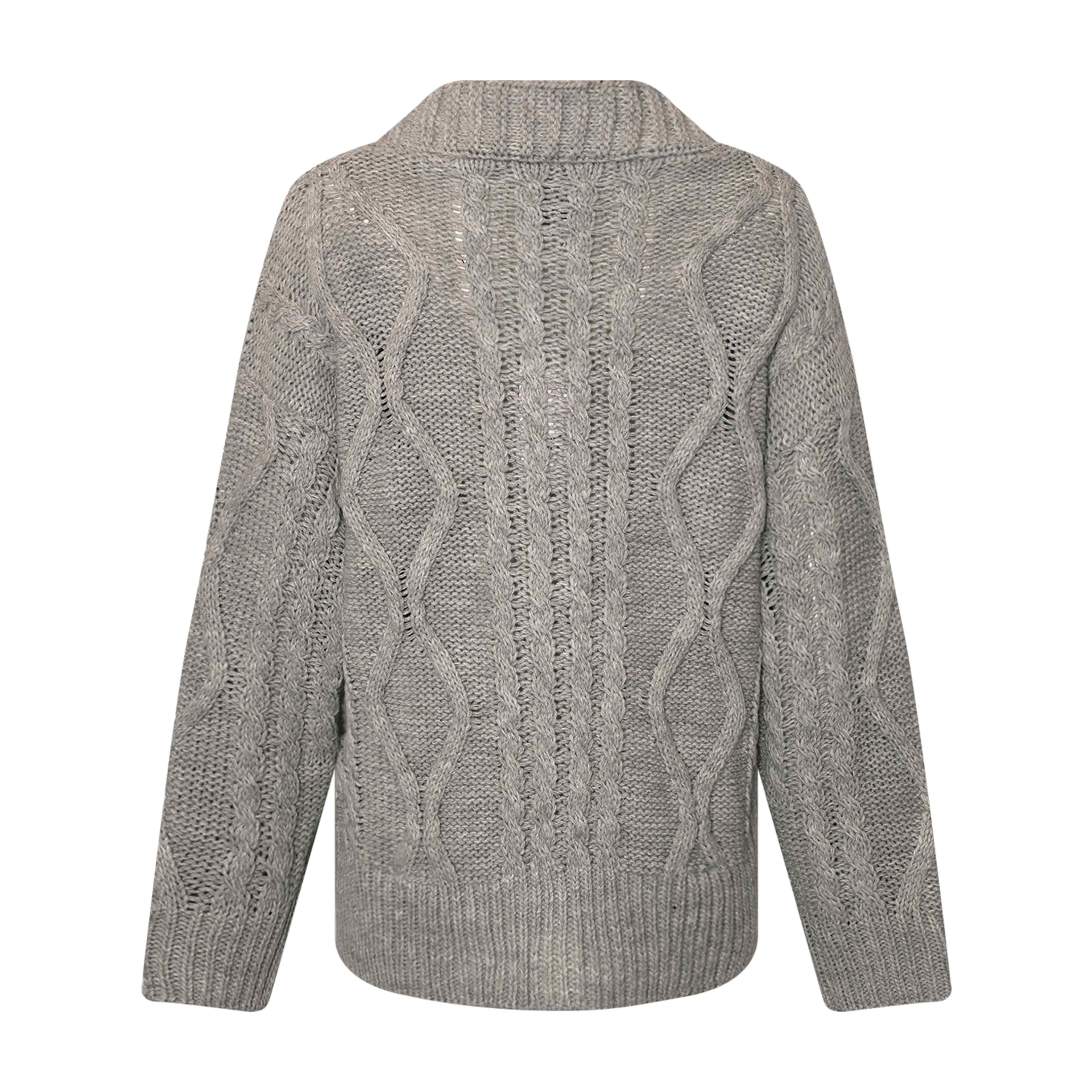 Carla, Long Cardigan Knit - Light Grey