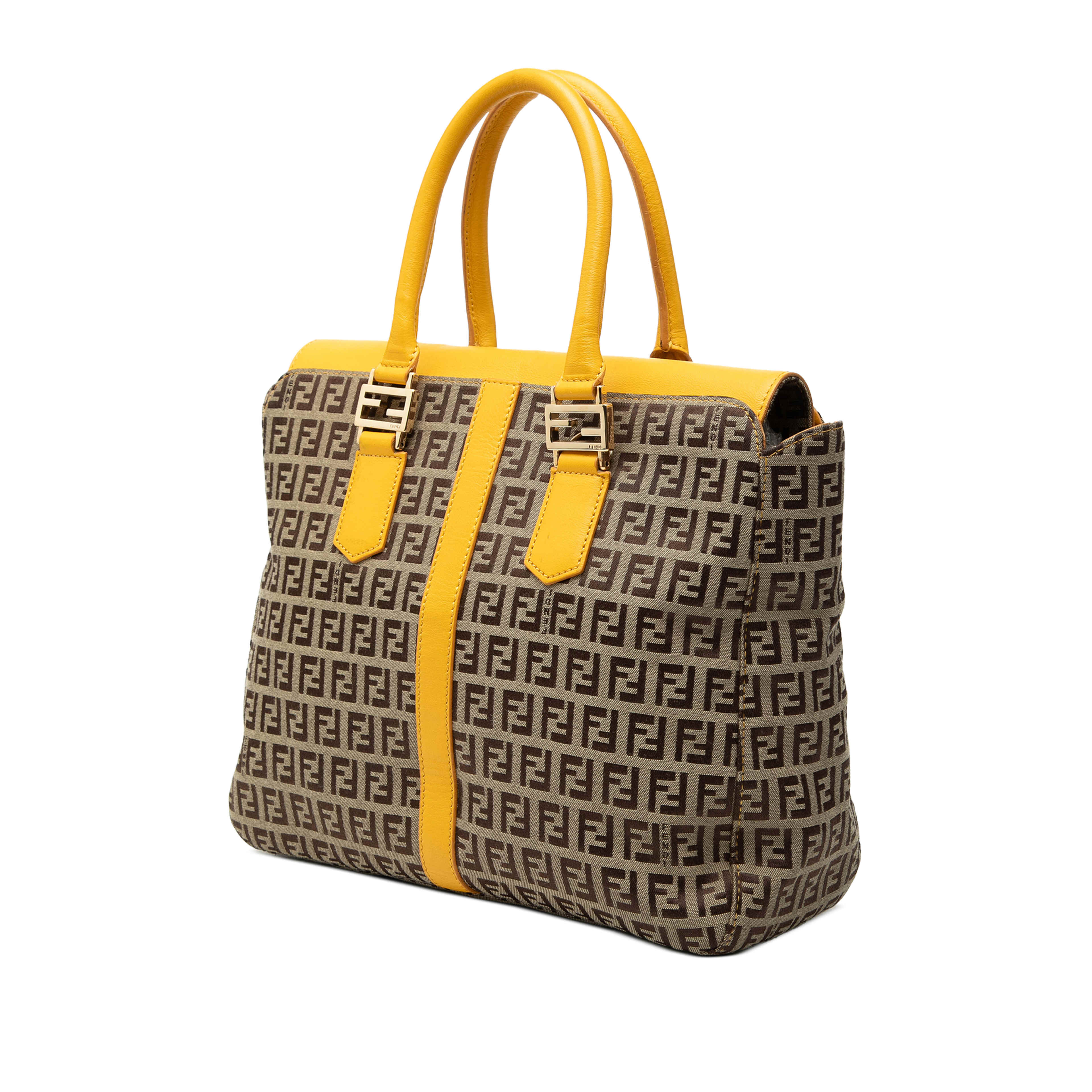 Fendi Zucchino Canvas Satchel, från Luxclusif, i färgen beige. Klicka för att öppna bilden i stort format