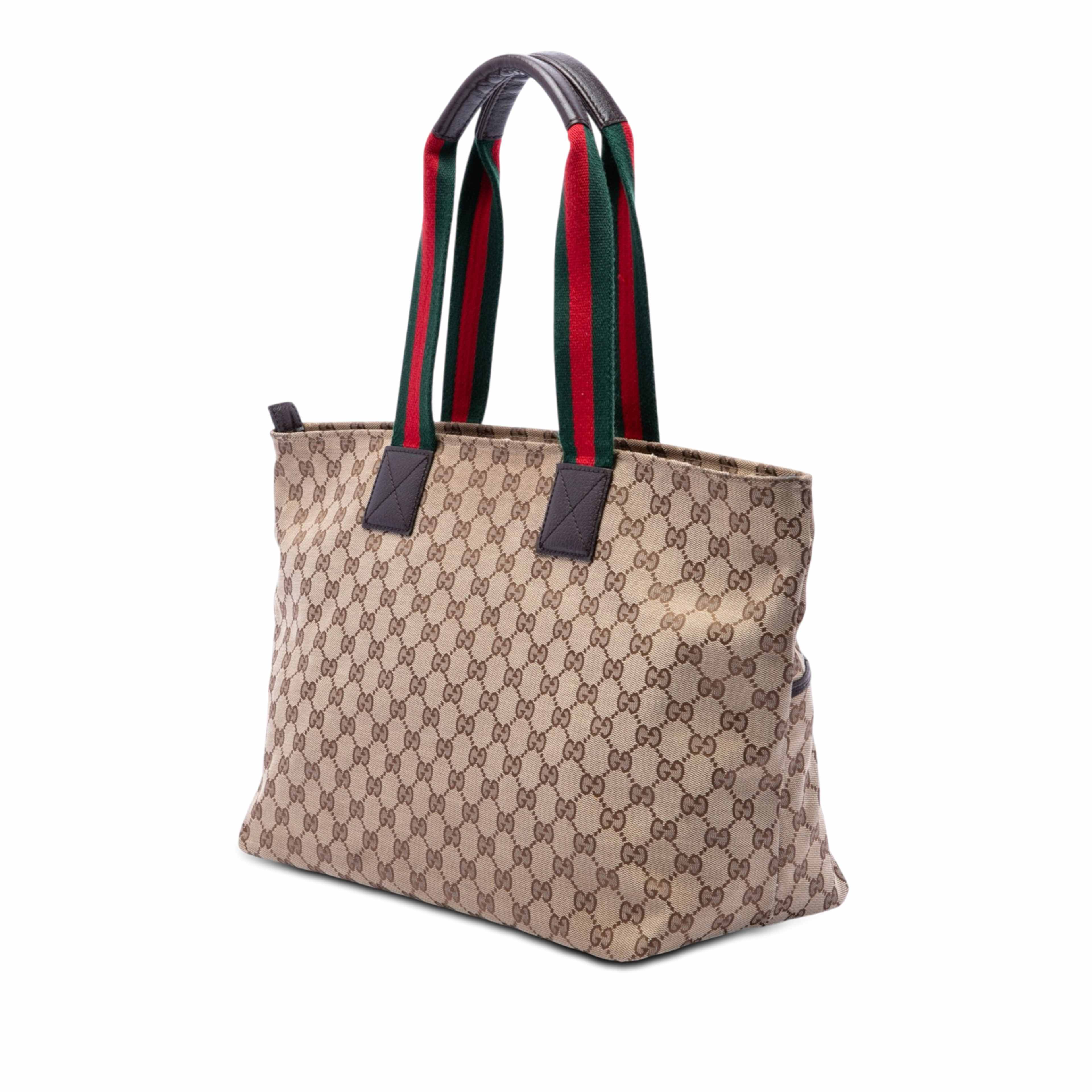 Gucci Gg Canvas Web Tote, från Luxclusif, i färgen beige. Klicka för att öppna bilden i stort format