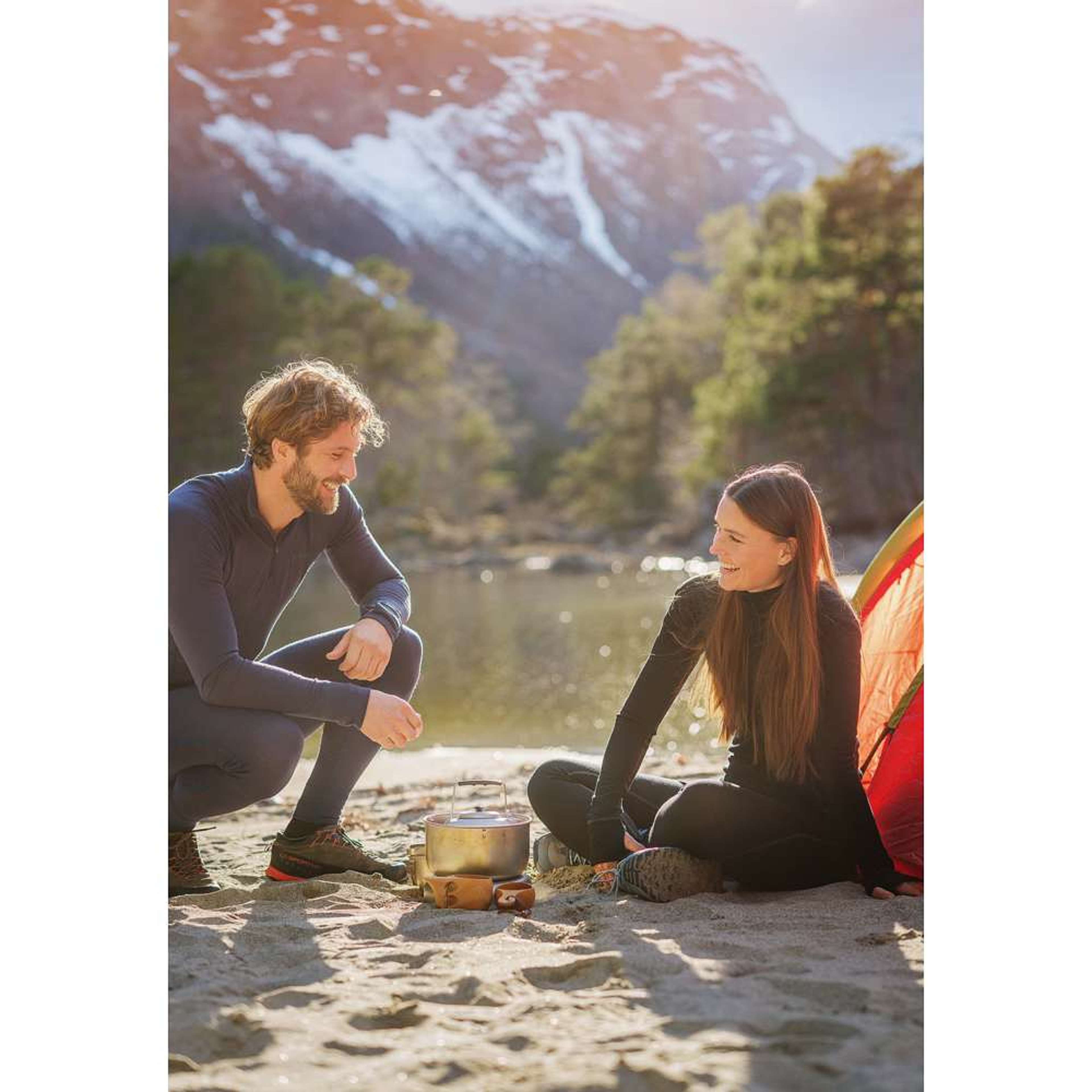 100% Merinoull, Långärmad Skjorta Med Dragkedja, Marinblått