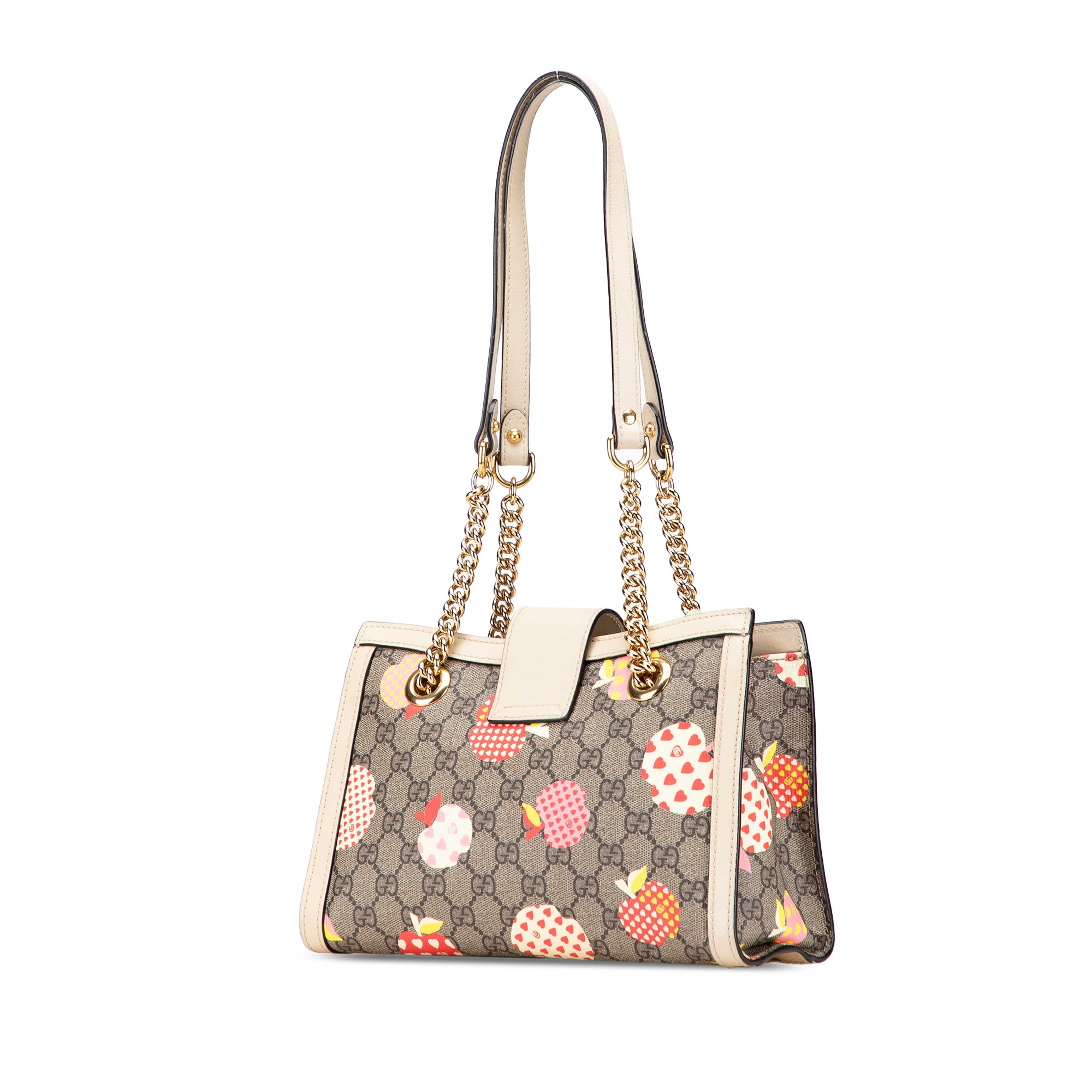 Gucci Small Gg Supreme Apple Heart Padlock Tote, från Luxclusif, i färgen beige. Klicka för att öppna bilden i stort format
