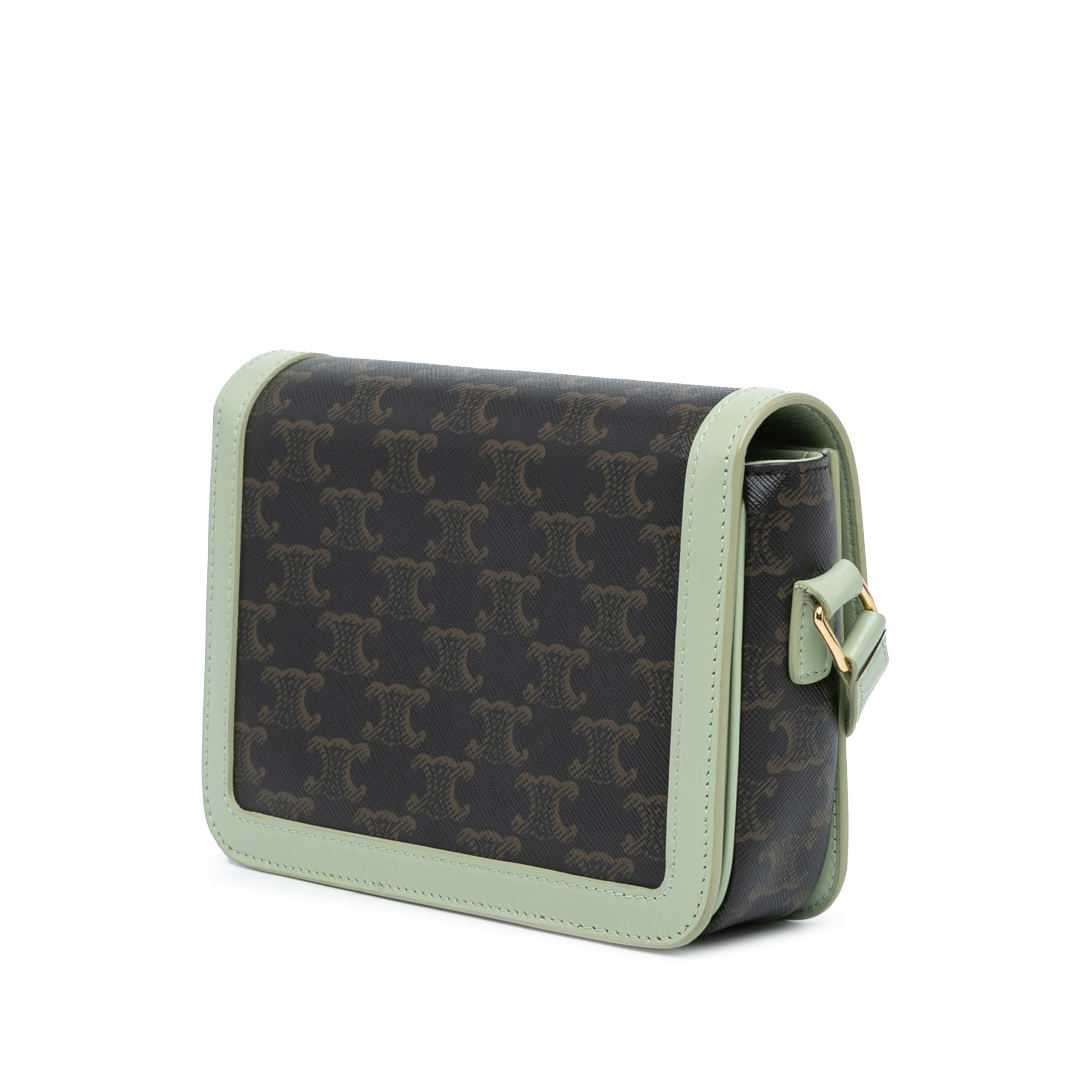 Celine Teen Coated Canvas Triomphe Crossbody, från Luxclusif, i färgen dark brown.