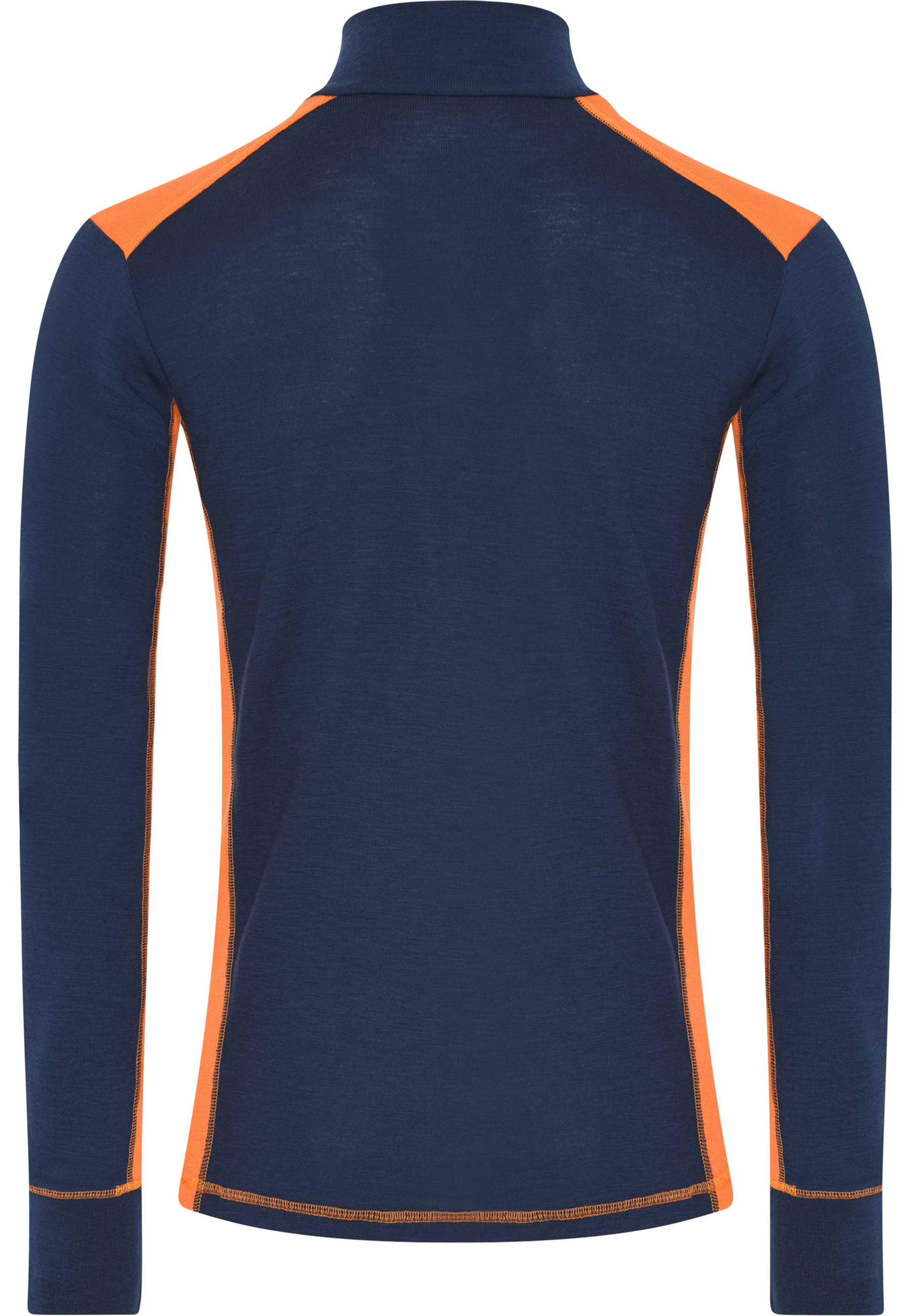 Ekologisk Ull, Långärmad Tröja 1/3 Dragkedja, Navy/blå