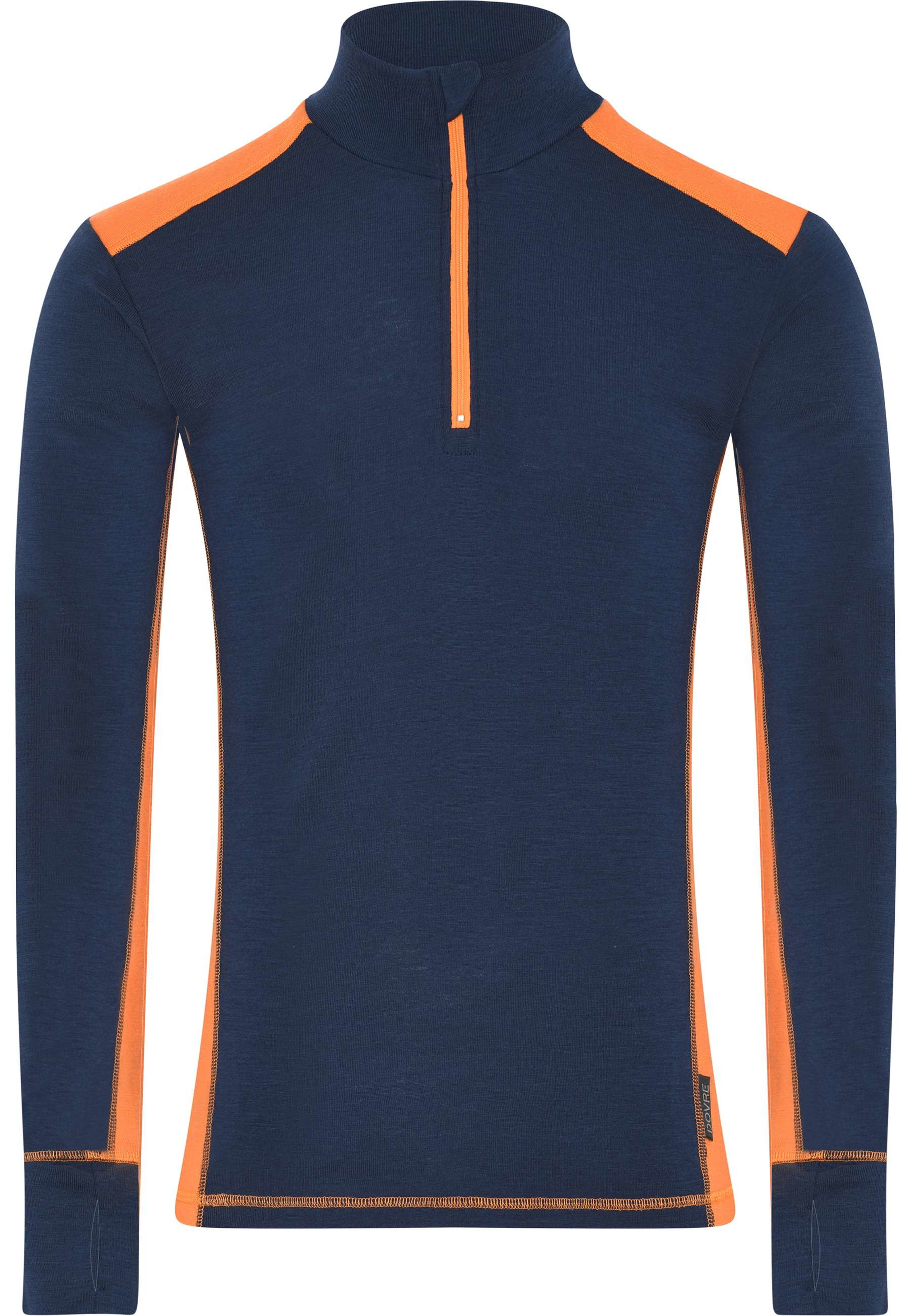Ekologisk Ull, Långärmad Tröja 1/3 Dragkedja, Navy/blå