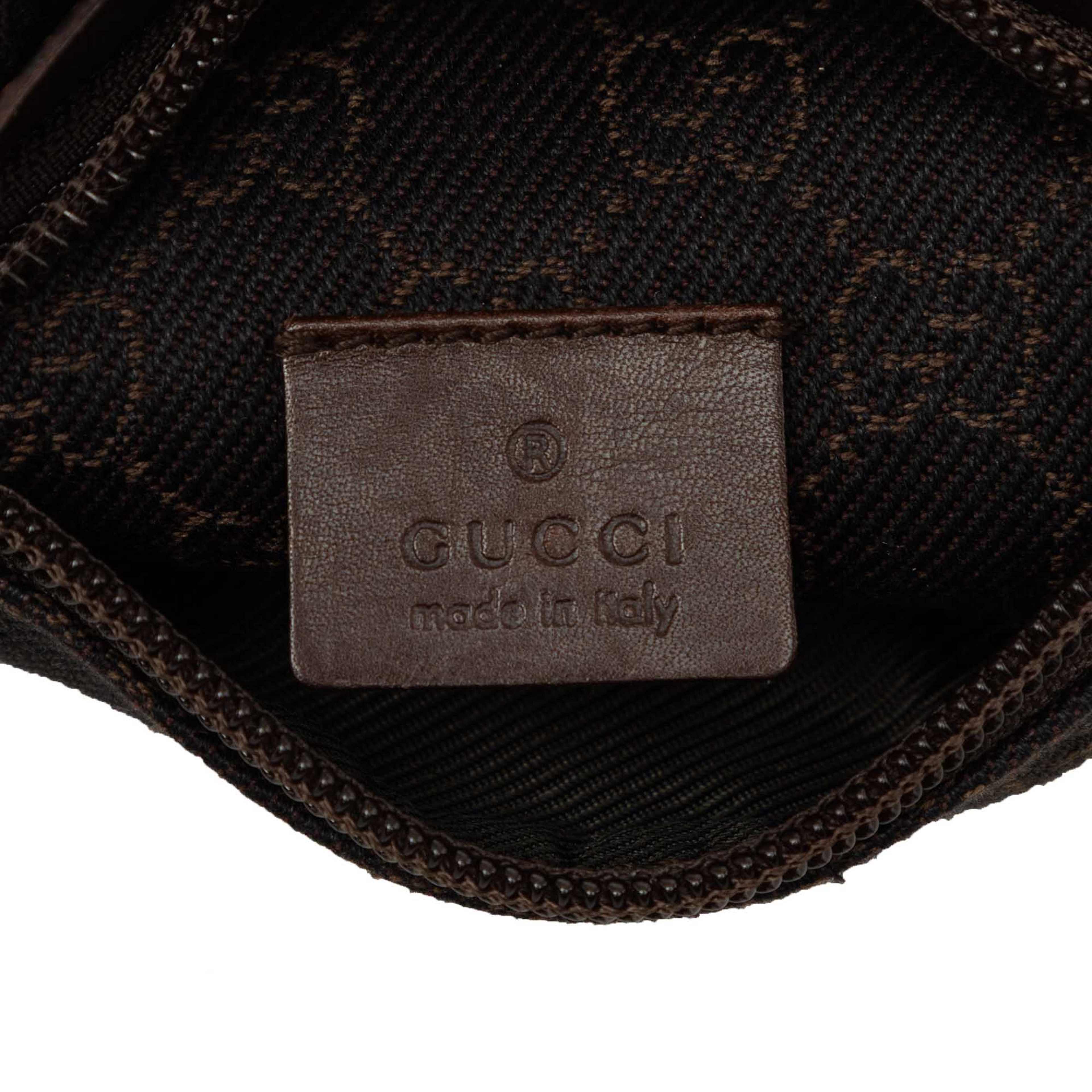 Gucci Gg Canvas Double Pocket Belt Bag, från Luxclusif, i färgen brun. Klicka för att öppna bilden i stort format