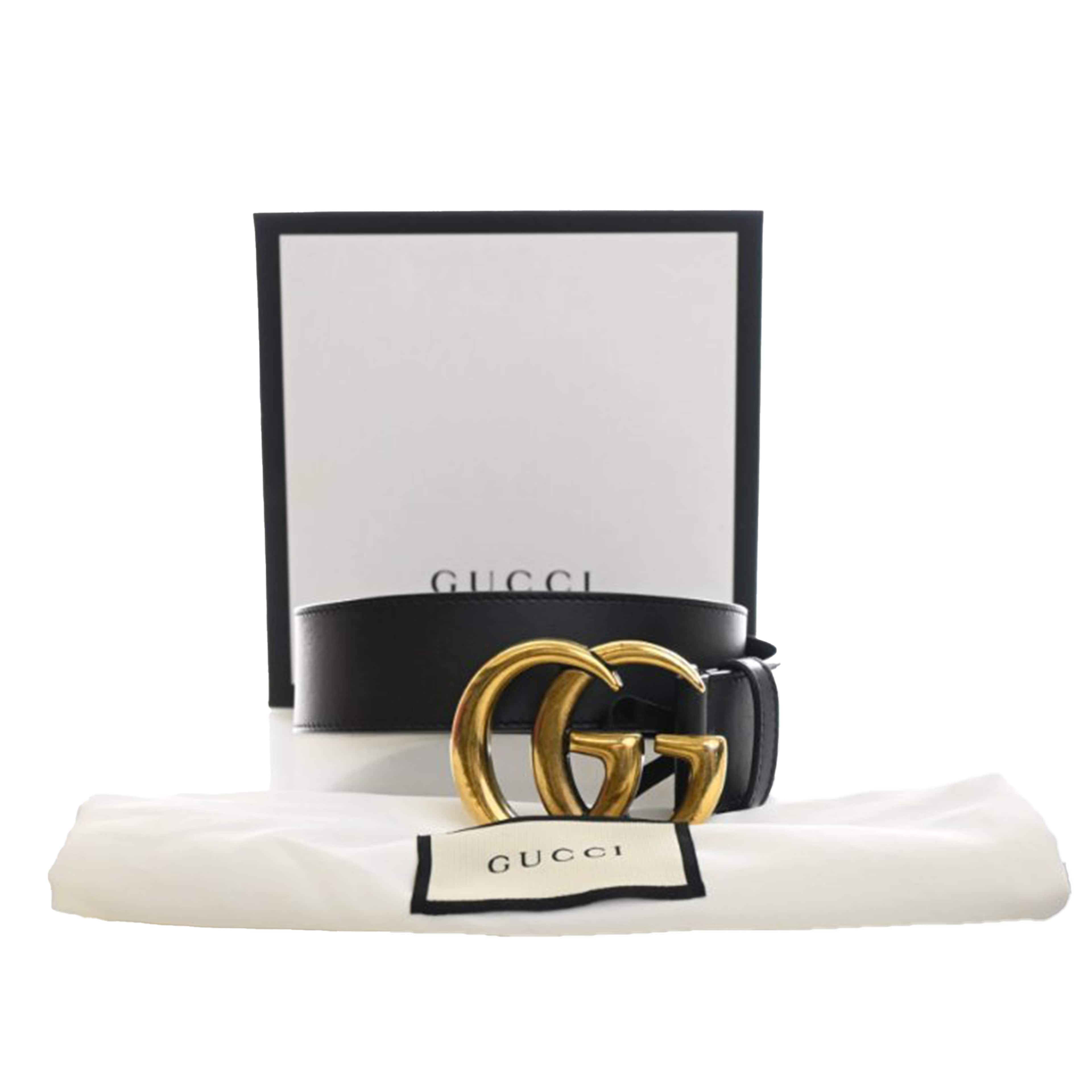Gucci Gg Marmont Calfskin Wide Belt, från Luxclusif, i färgen svart. Klicka för att öppna bilden i stort format