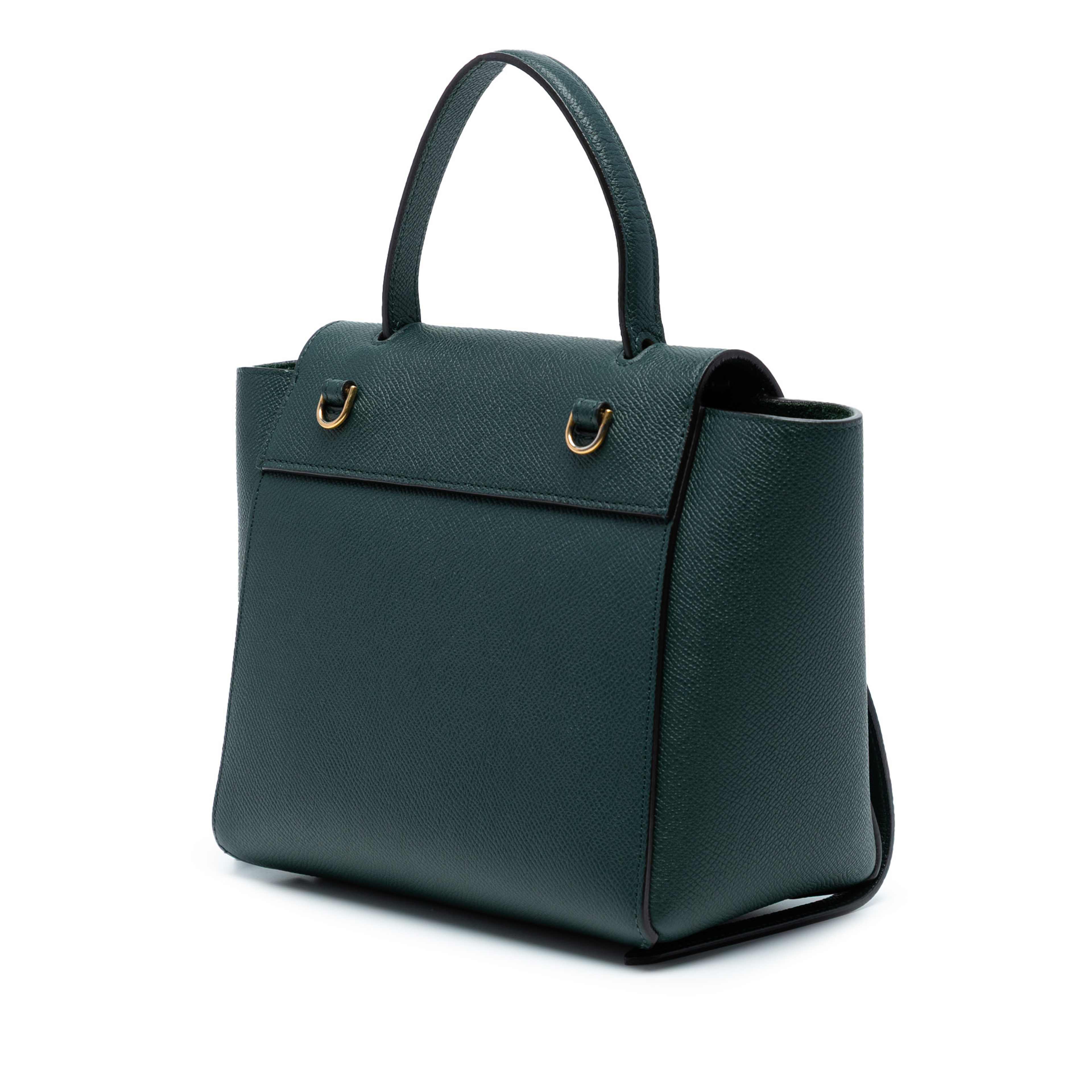 Celine Nano Grained Calfskin Belt Bag, från Luxclusif, i färgen dark green. Klicka för att öppna bilden i stort format