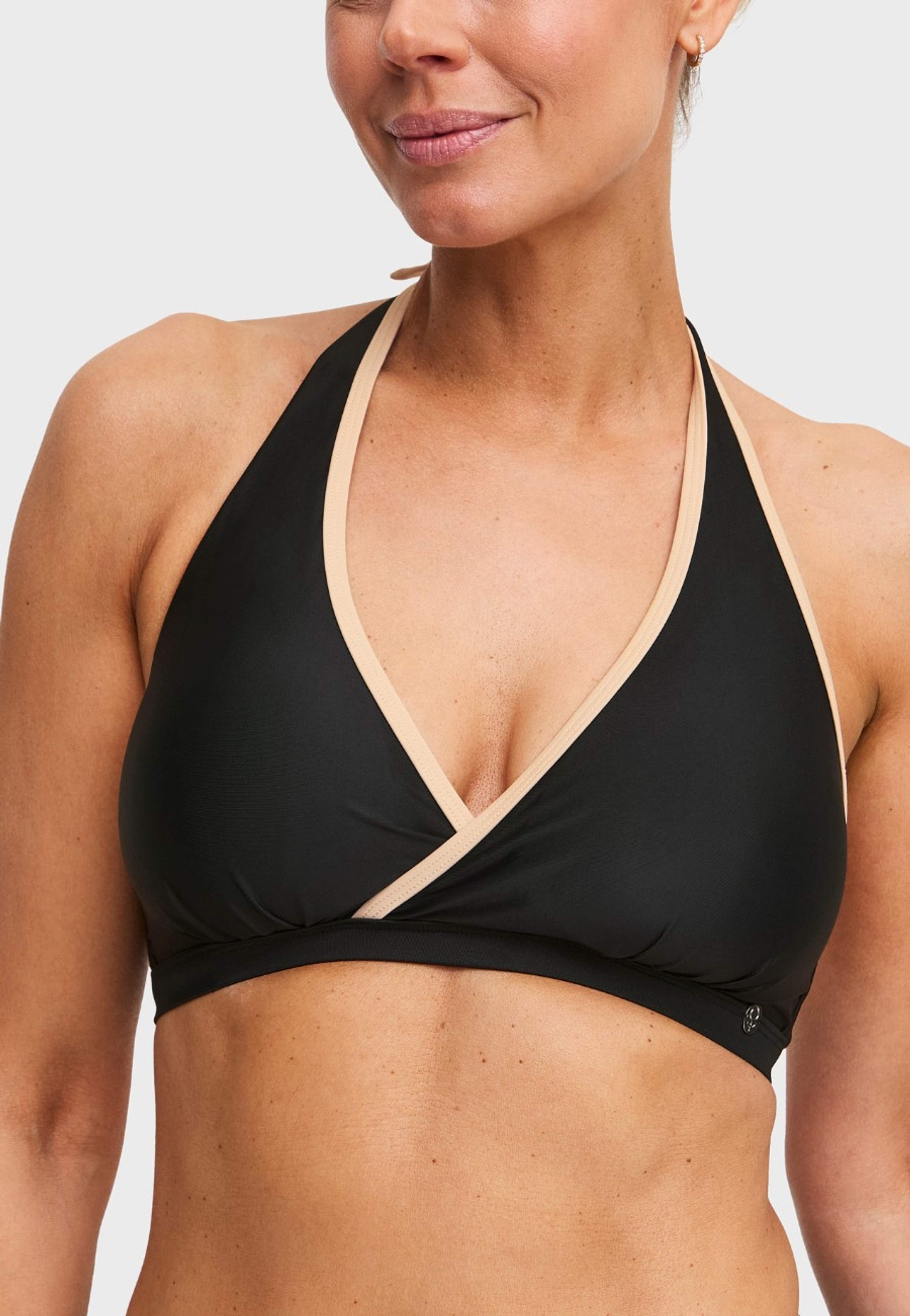 Maui Halterneck Bikini-bh, från Swegmark, i färgen black/beige. Klicka för att öppna bilden i stort format