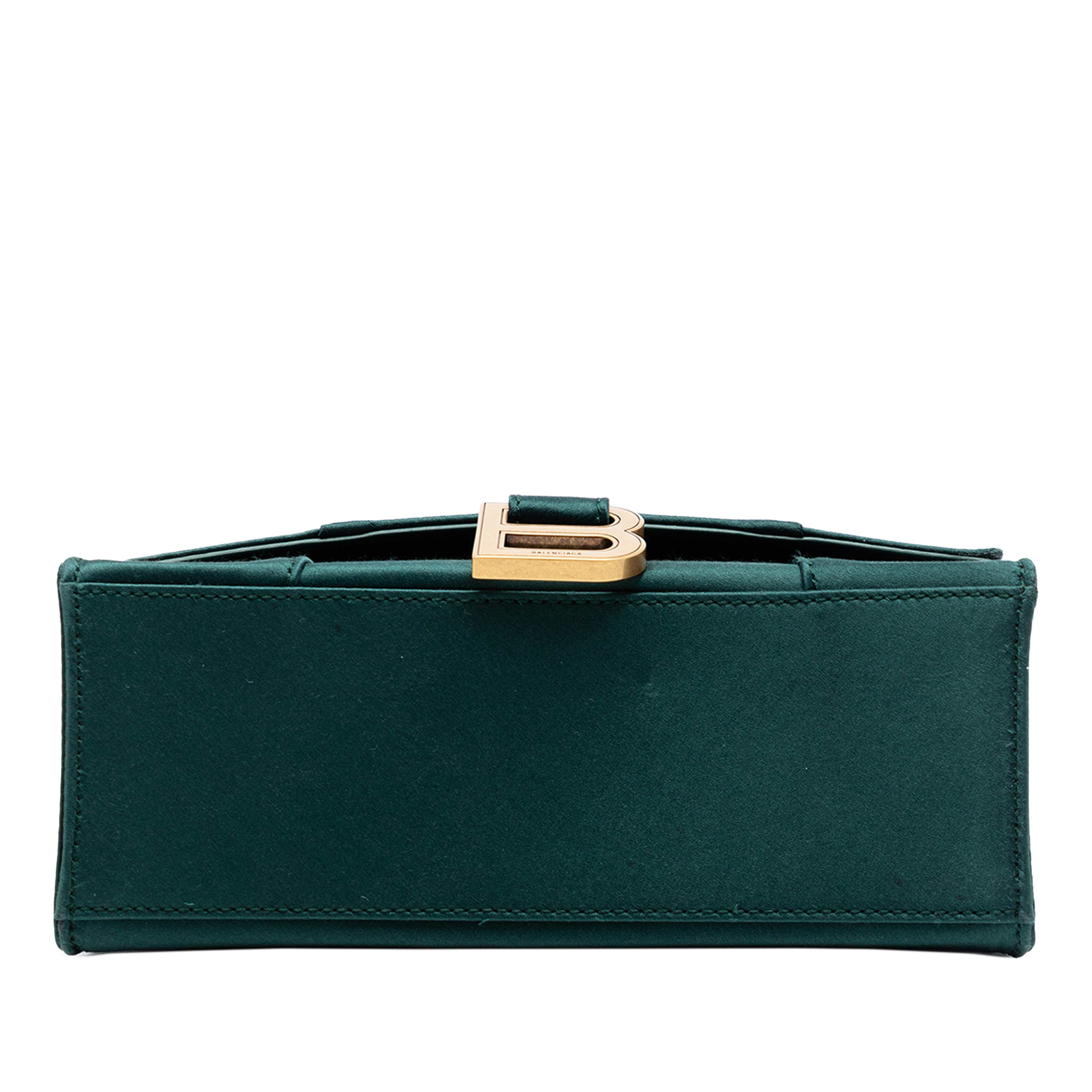 Balenciaga Satin Hourglass Top Handle Bag Xs, från Luxclusif, i färgen grön. Klicka för att öppna bilden i stort format