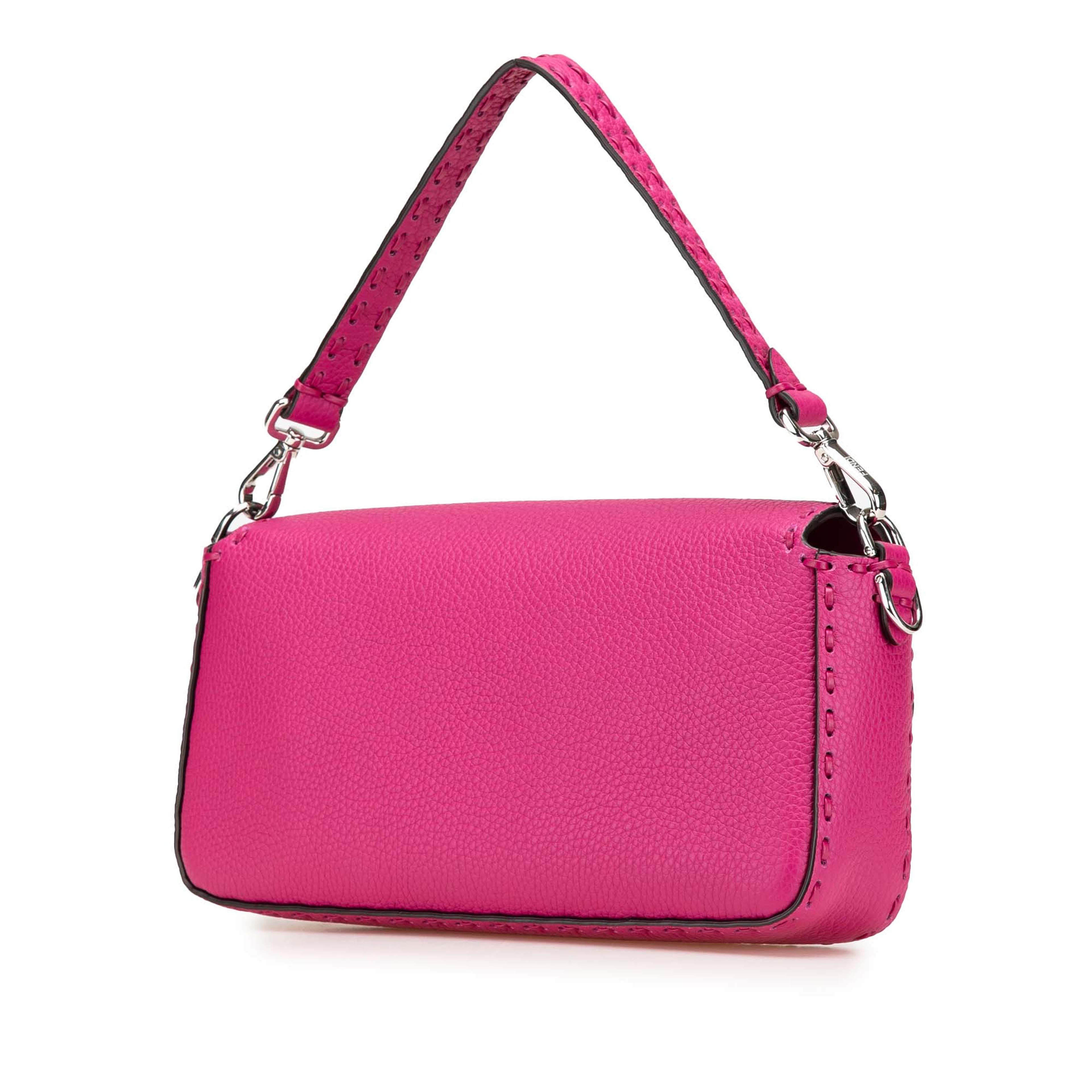 Fendi Leather Selleria Baguette Satchel, från Luxclusif, i färgen hot pink. Klicka för att öppna bilden i stort format