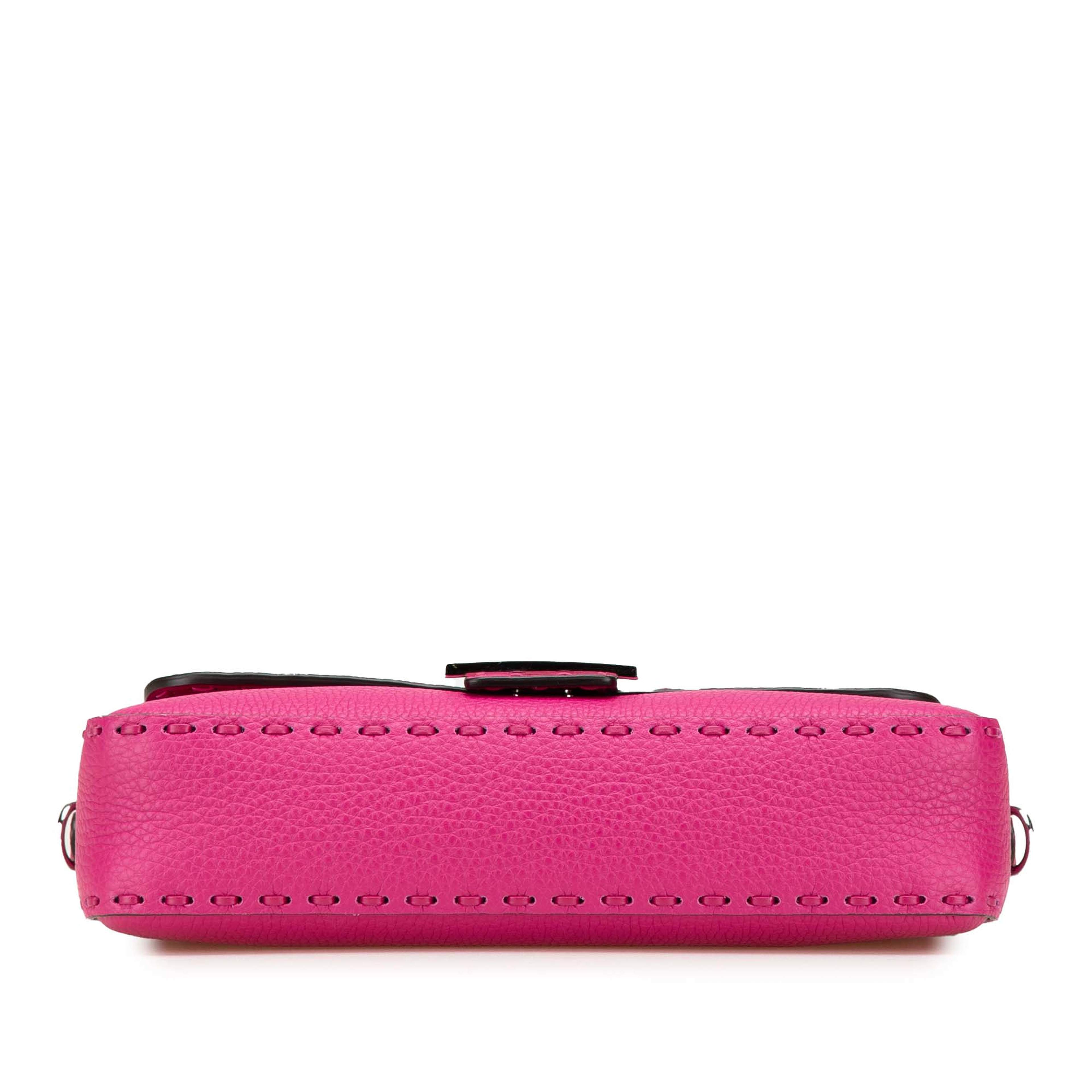 Fendi Leather Selleria Baguette Satchel, från Luxclusif, i färgen hot pink. Klicka för att öppna bilden i stort format