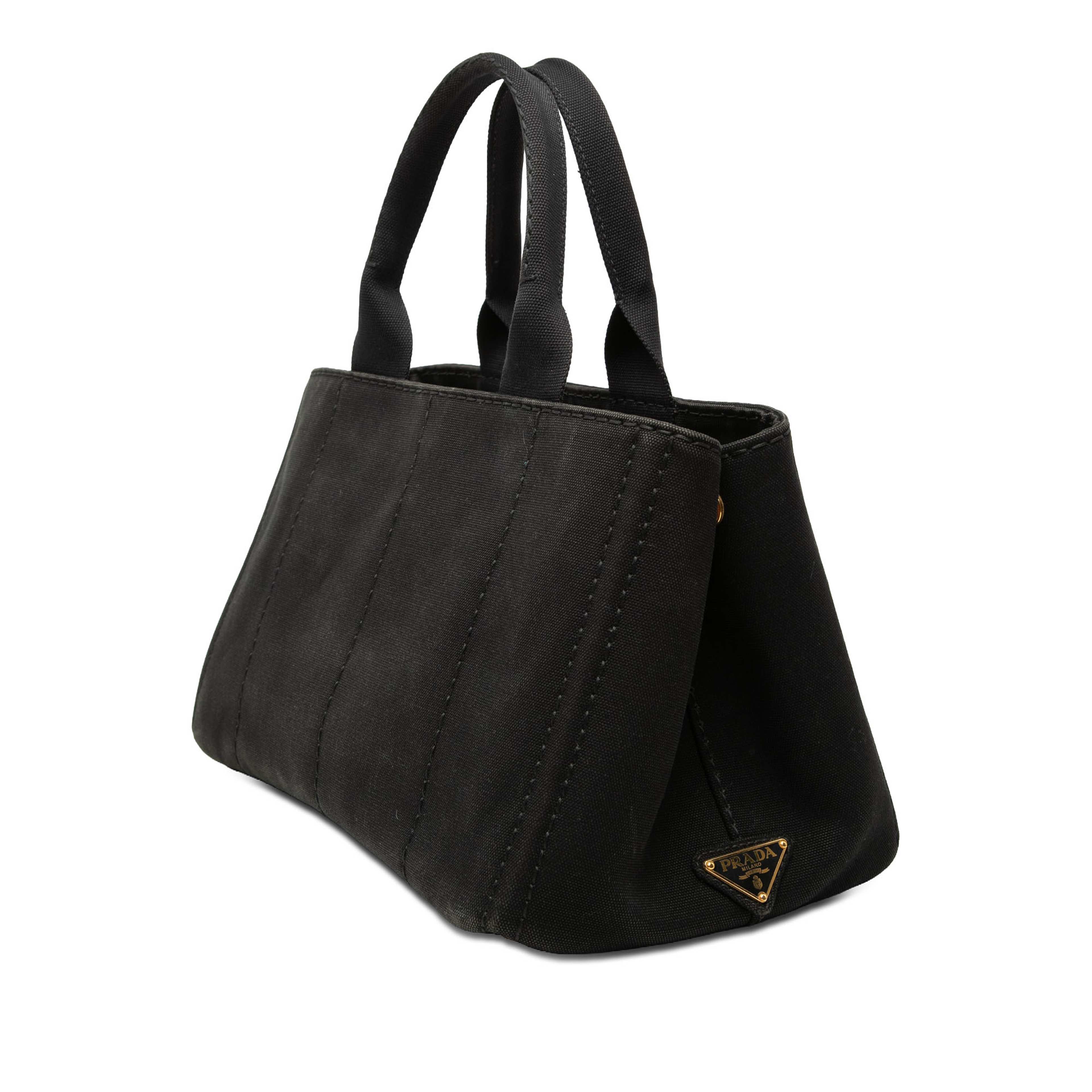 Prada Canvas Canapa Logo Satchel, från Luxclusif, i färgen black. Klicka för att öppna bilden i stort format
