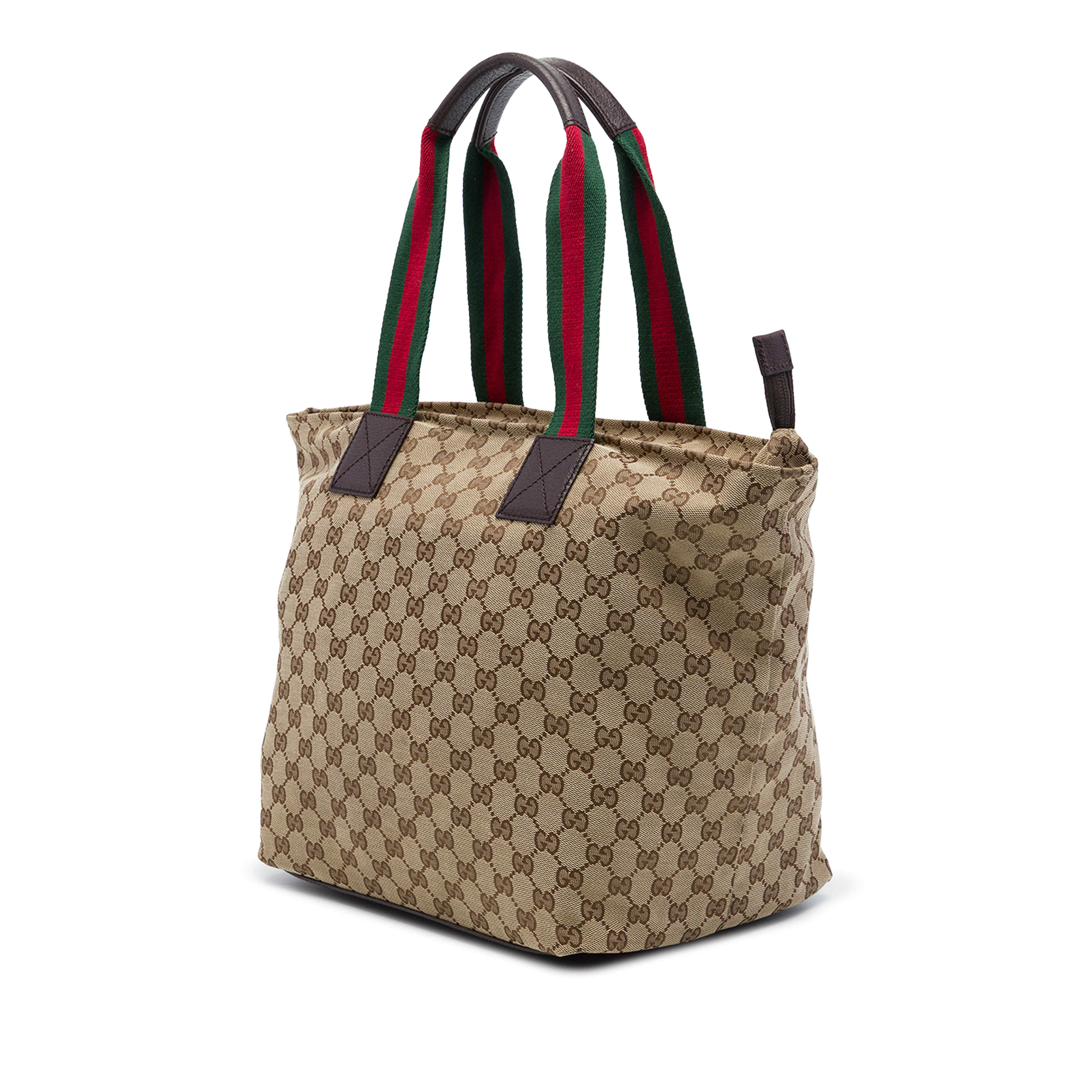 Gucci Gg Canvas Web Tote, från Luxclusif, i färgen beige. Klicka för att öppna bilden i stort format