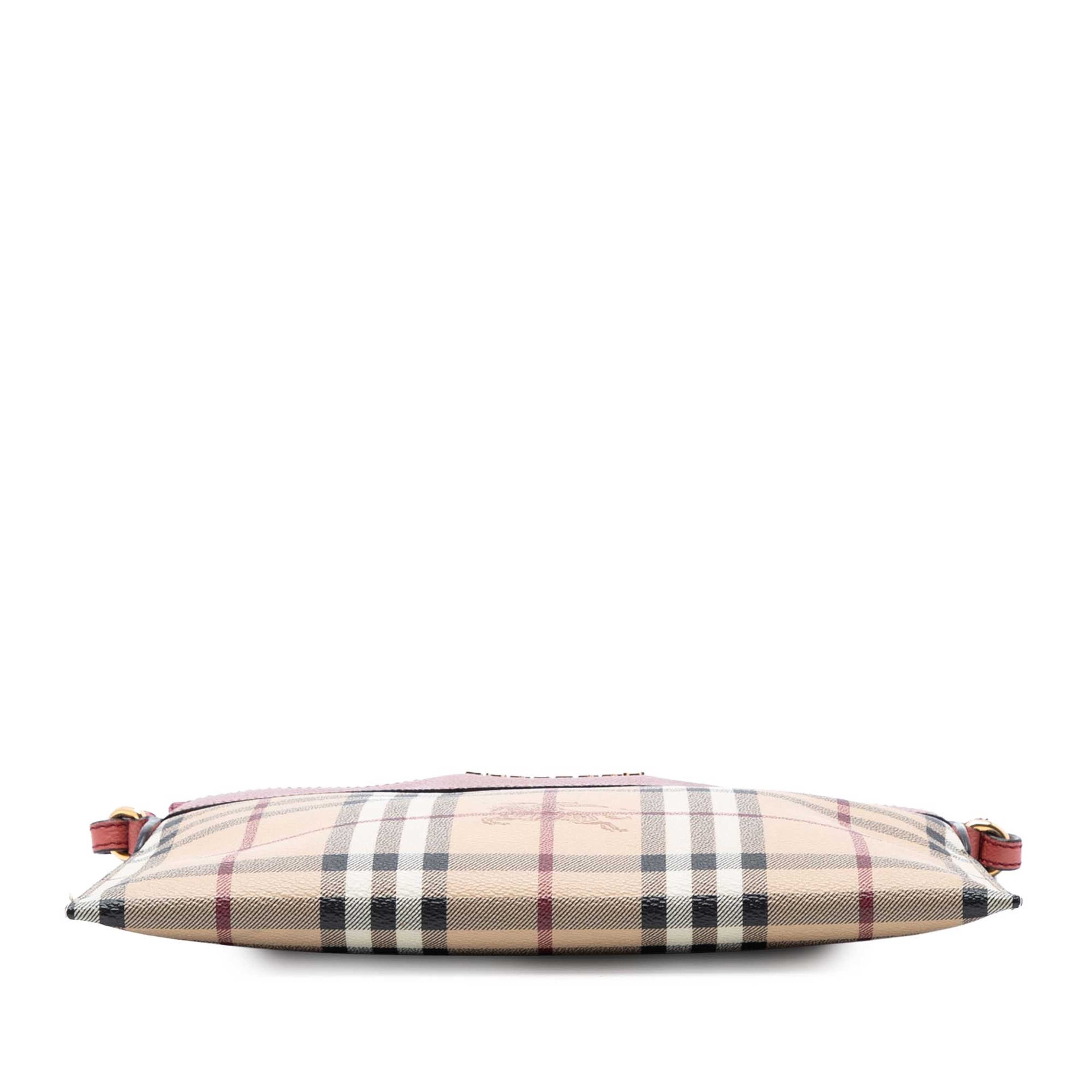 Burberry Haymarket Check Coated Canvas Peyton Crossbody, från Luxclusif, i färgen beige. Klicka för att öppna bilden i stort format