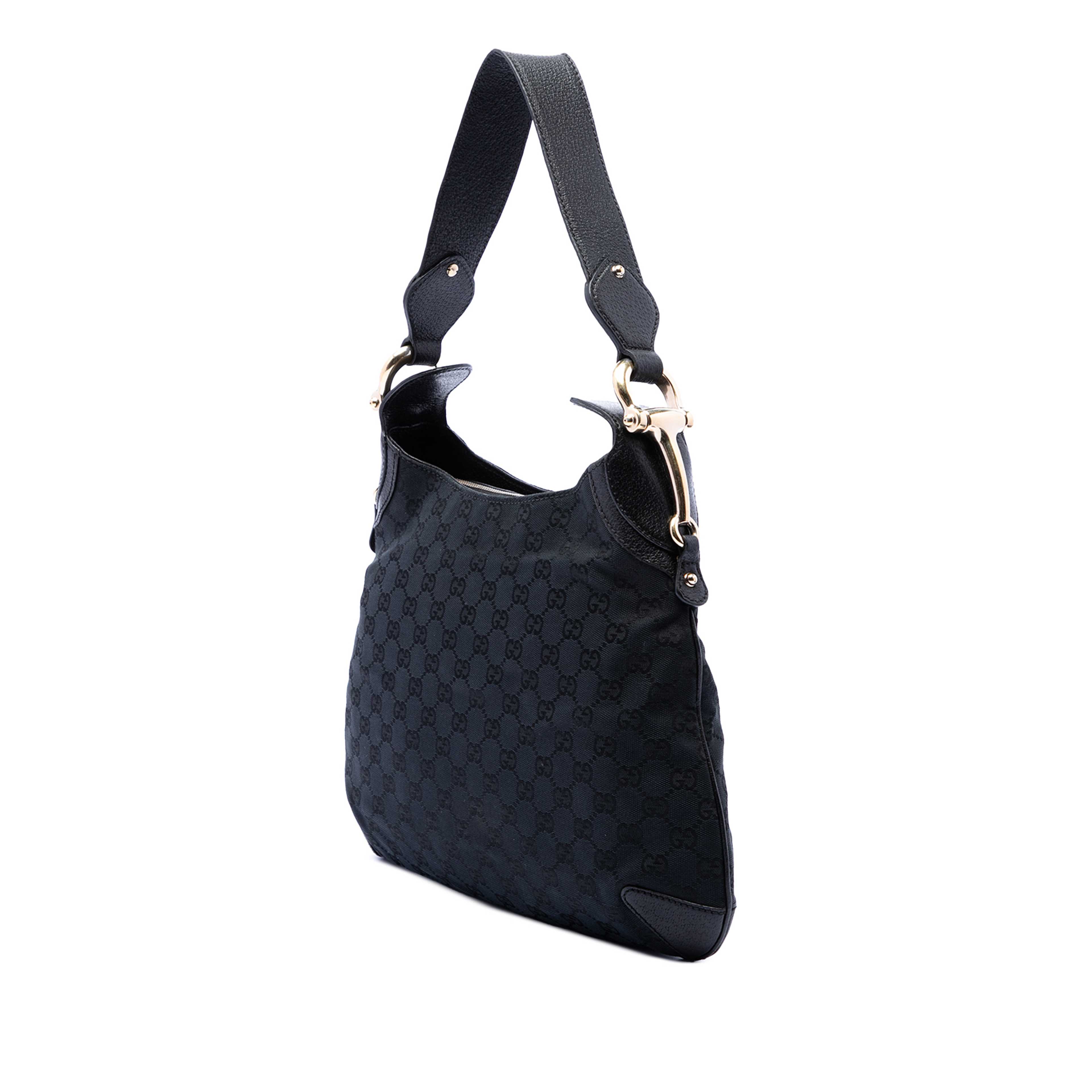 Gucci Gg Canvas Horsebit Creole Hobo, från Luxclusif, i färgen black. Klicka för att öppna bilden i stort format